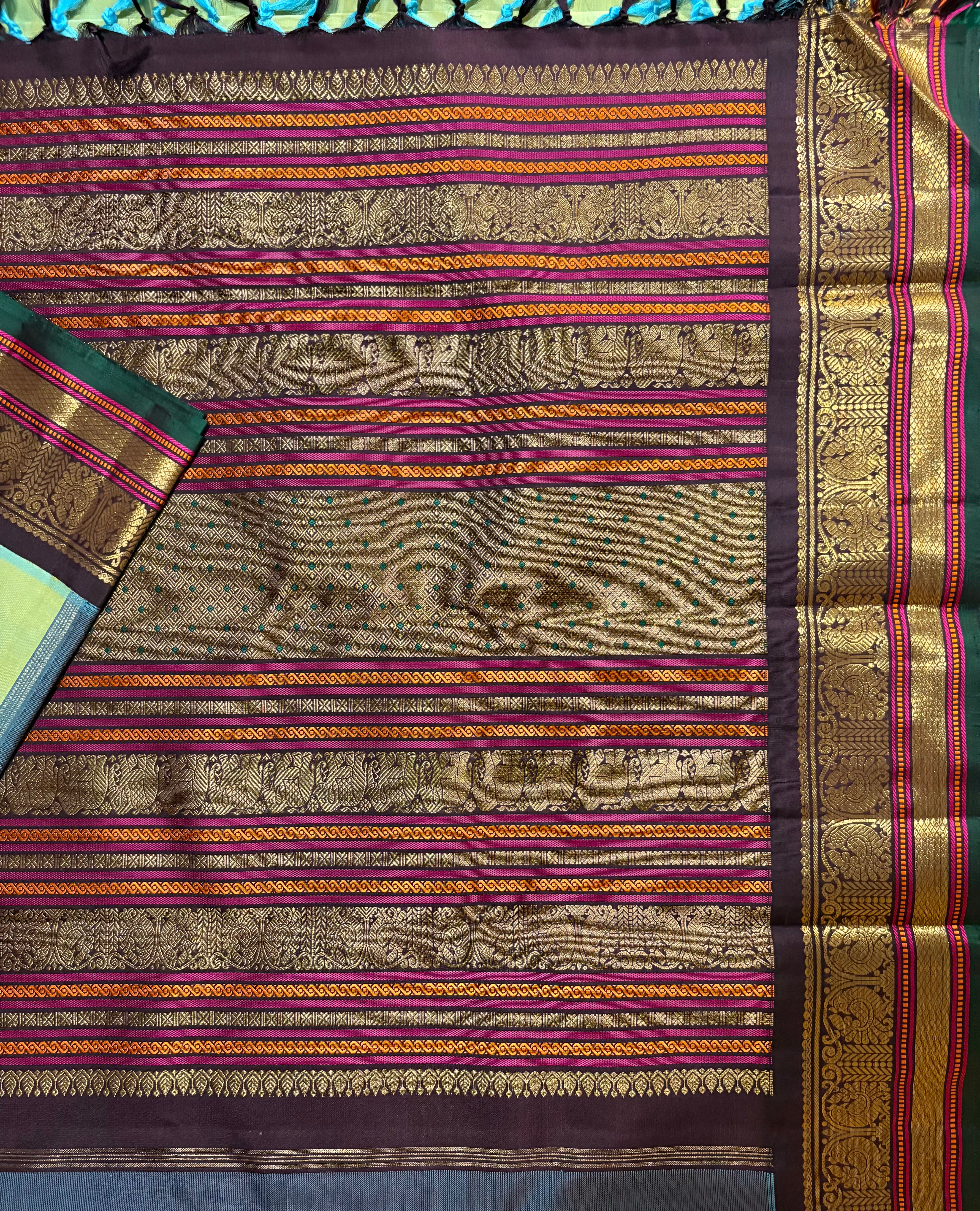 Ponvandu Korvai Kanjivaram silk Saree with Kanchana border - RK0558