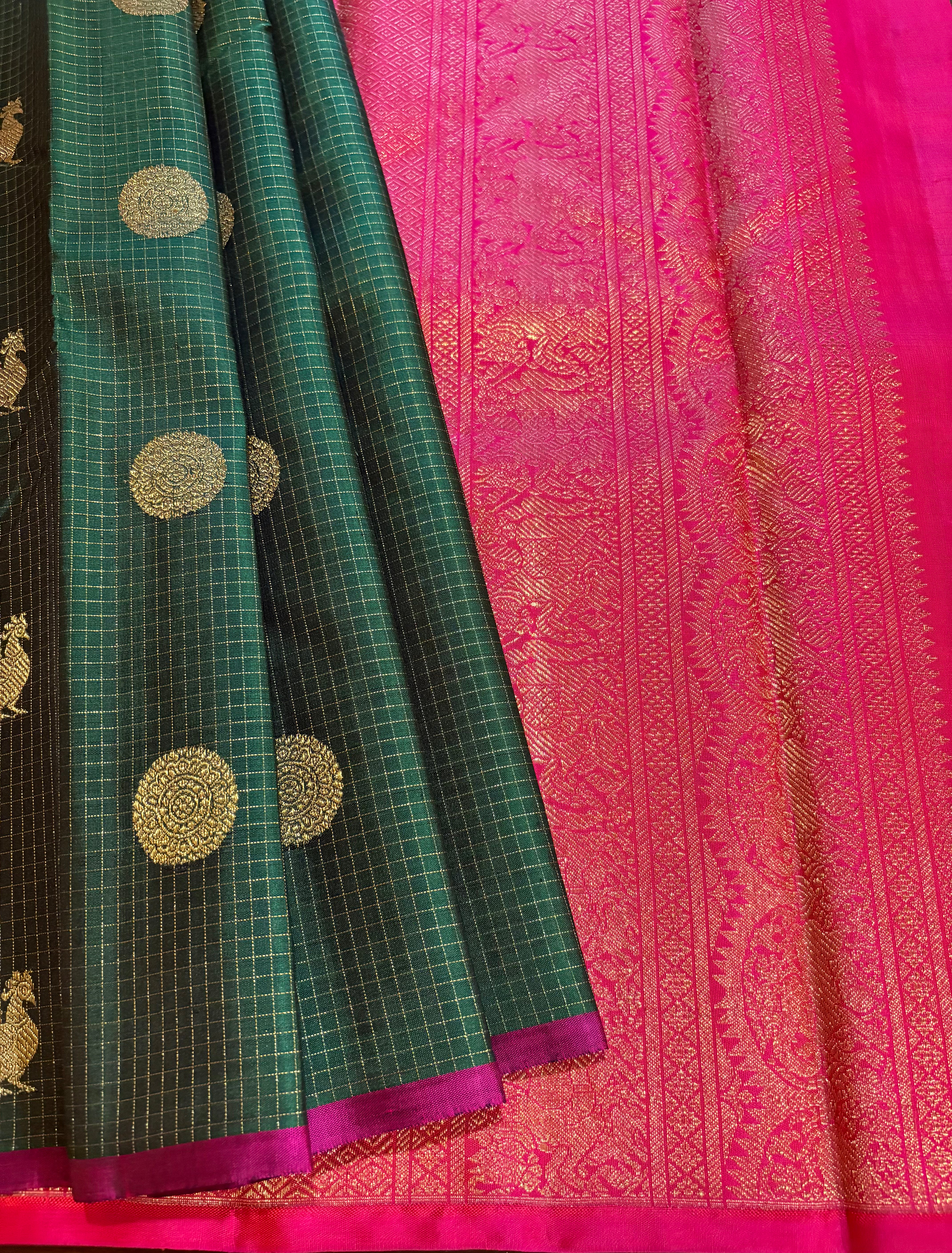 Karum Pachchai Borderless Kanjivaram Silk Saree with Zari kattam - RK0339