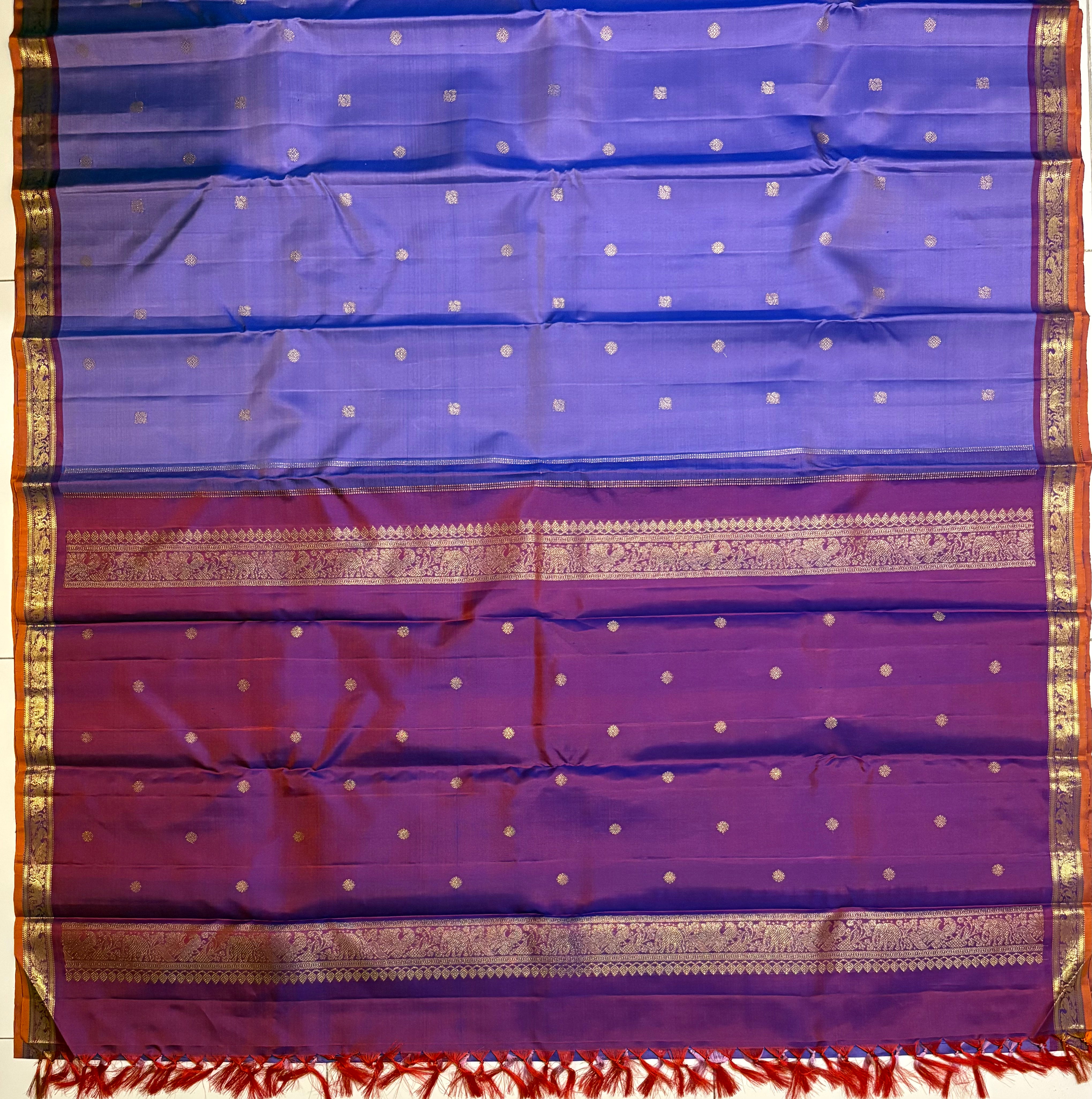 Lavender Kanjivaram Silk Saree with Small Purple Border- RK0550