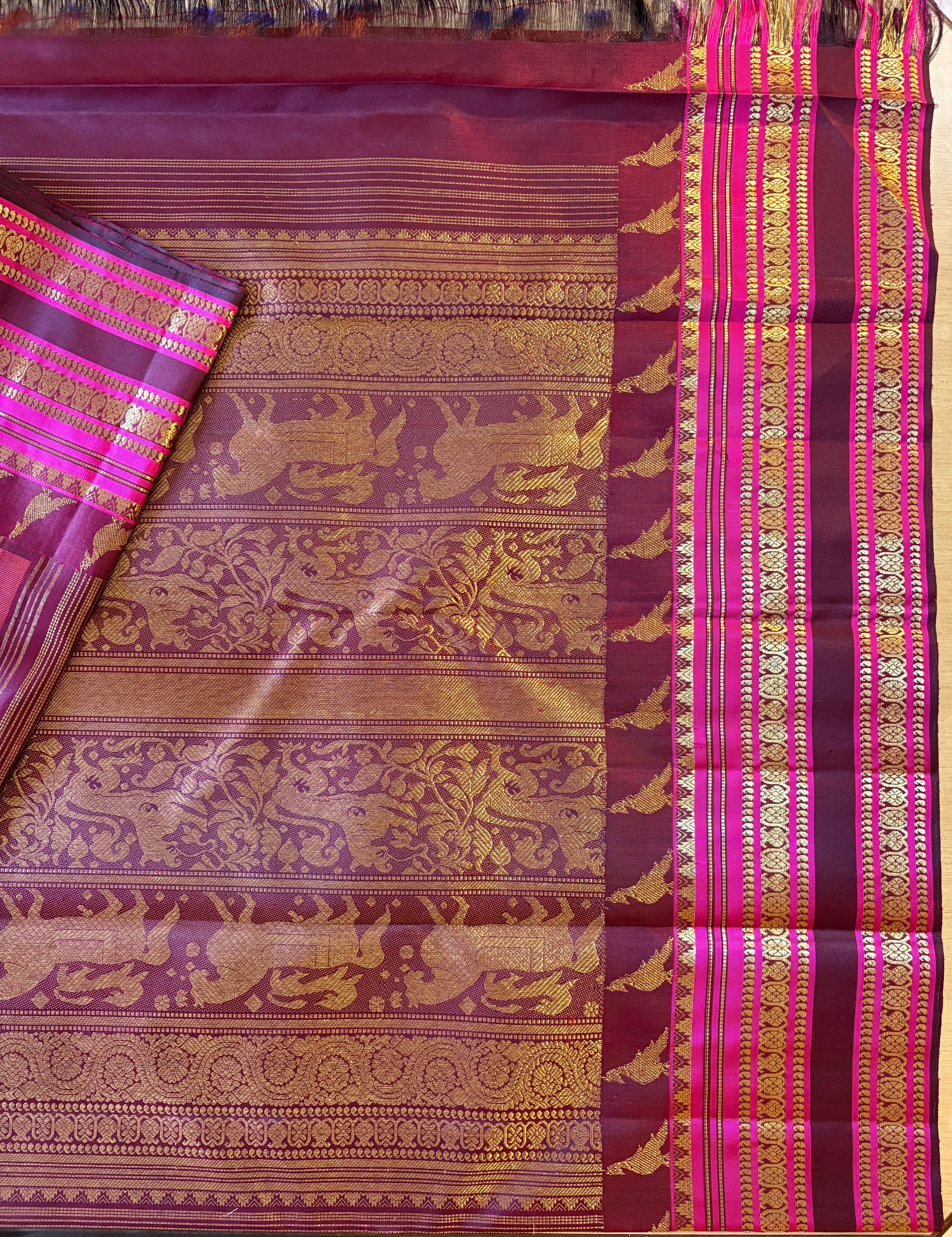 Ravishing Rust Kanjivaram Silk Saree with Maroon border - RK0752