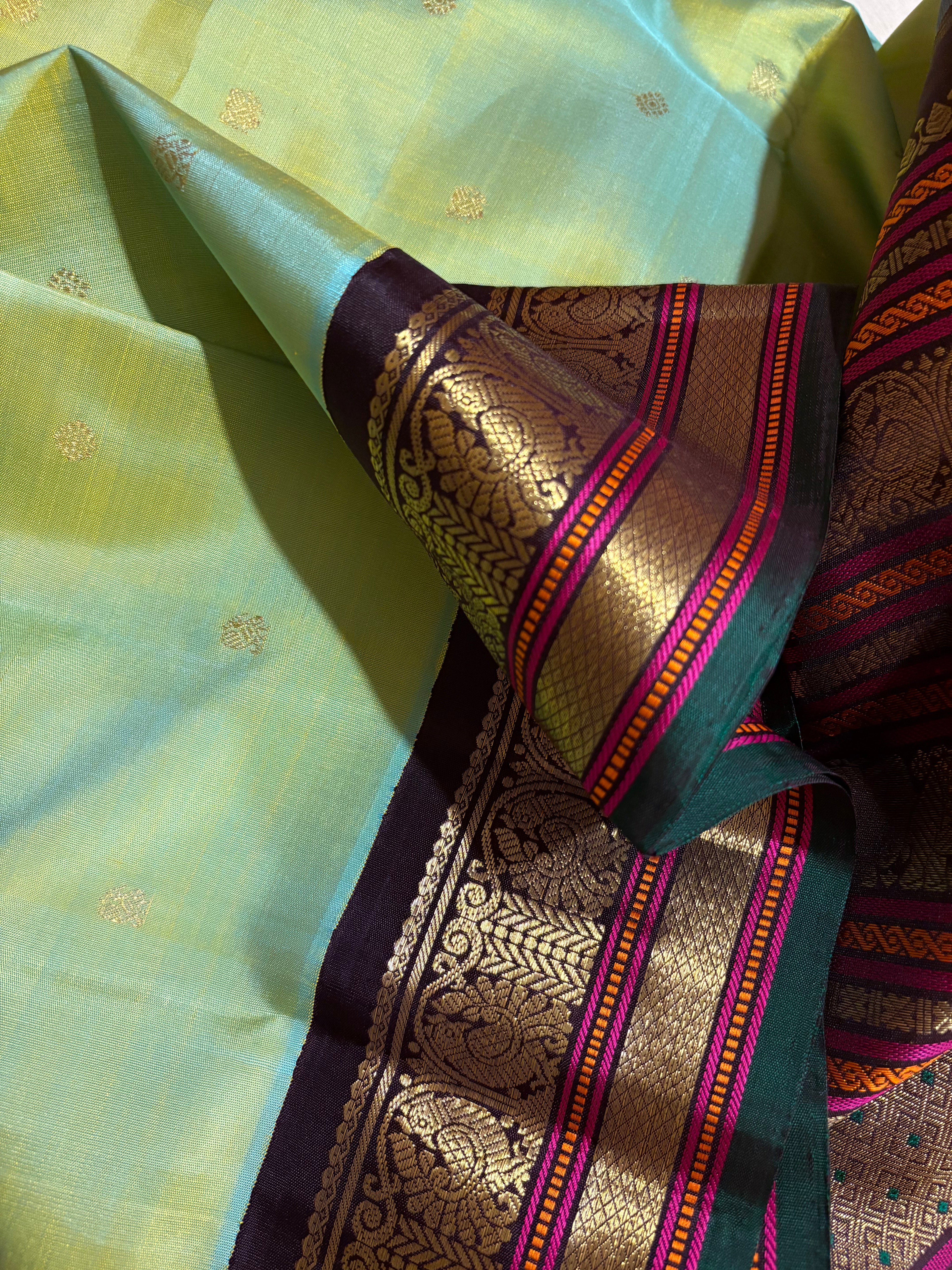 Ponvandu Korvai Kanjivaram silk Saree with Kanchana border - RK0558