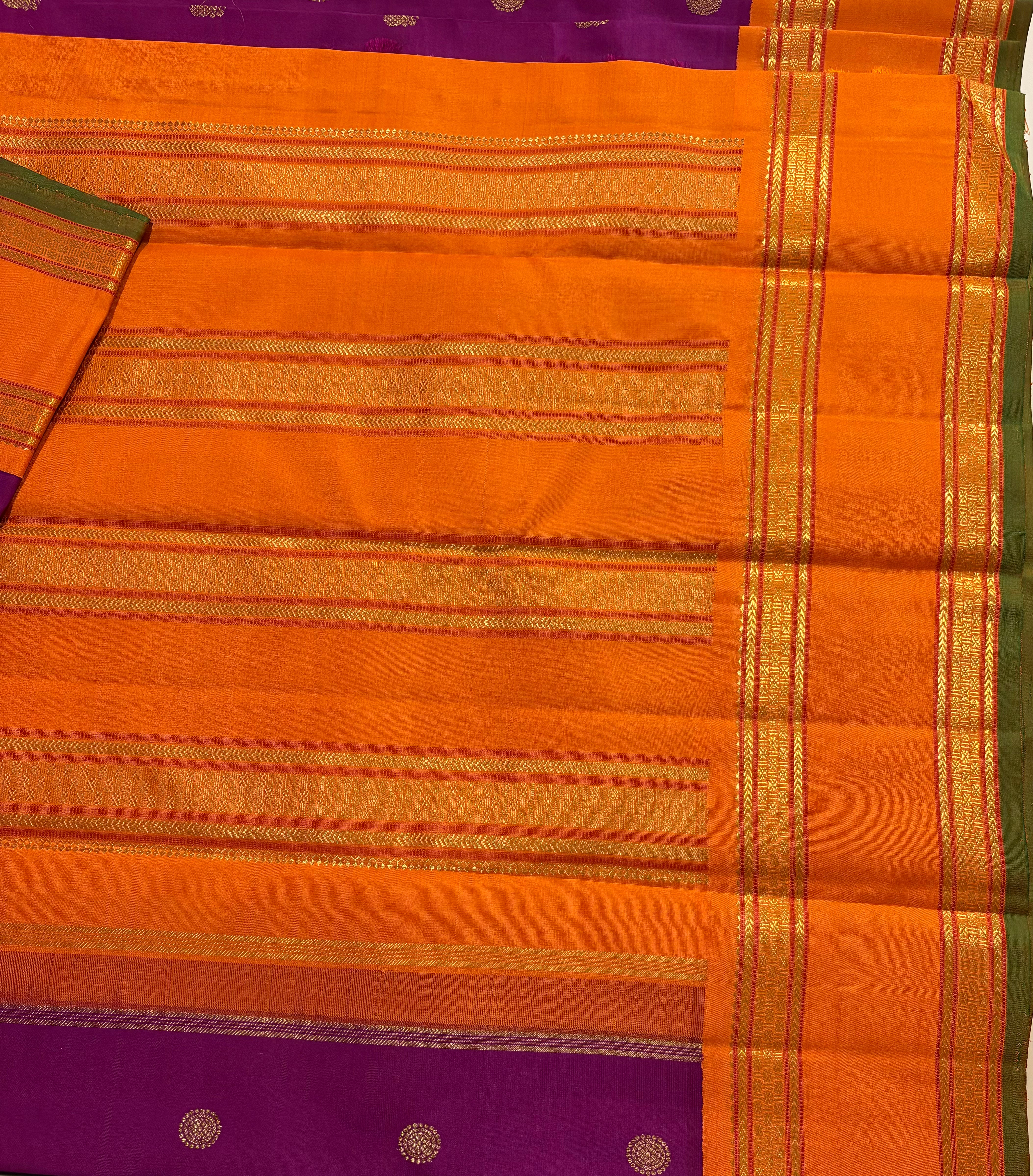 MS Amma Inspired Vadamalli Korvai Kanjivaram Silk Saree with Orange Retta Pett - RK0353