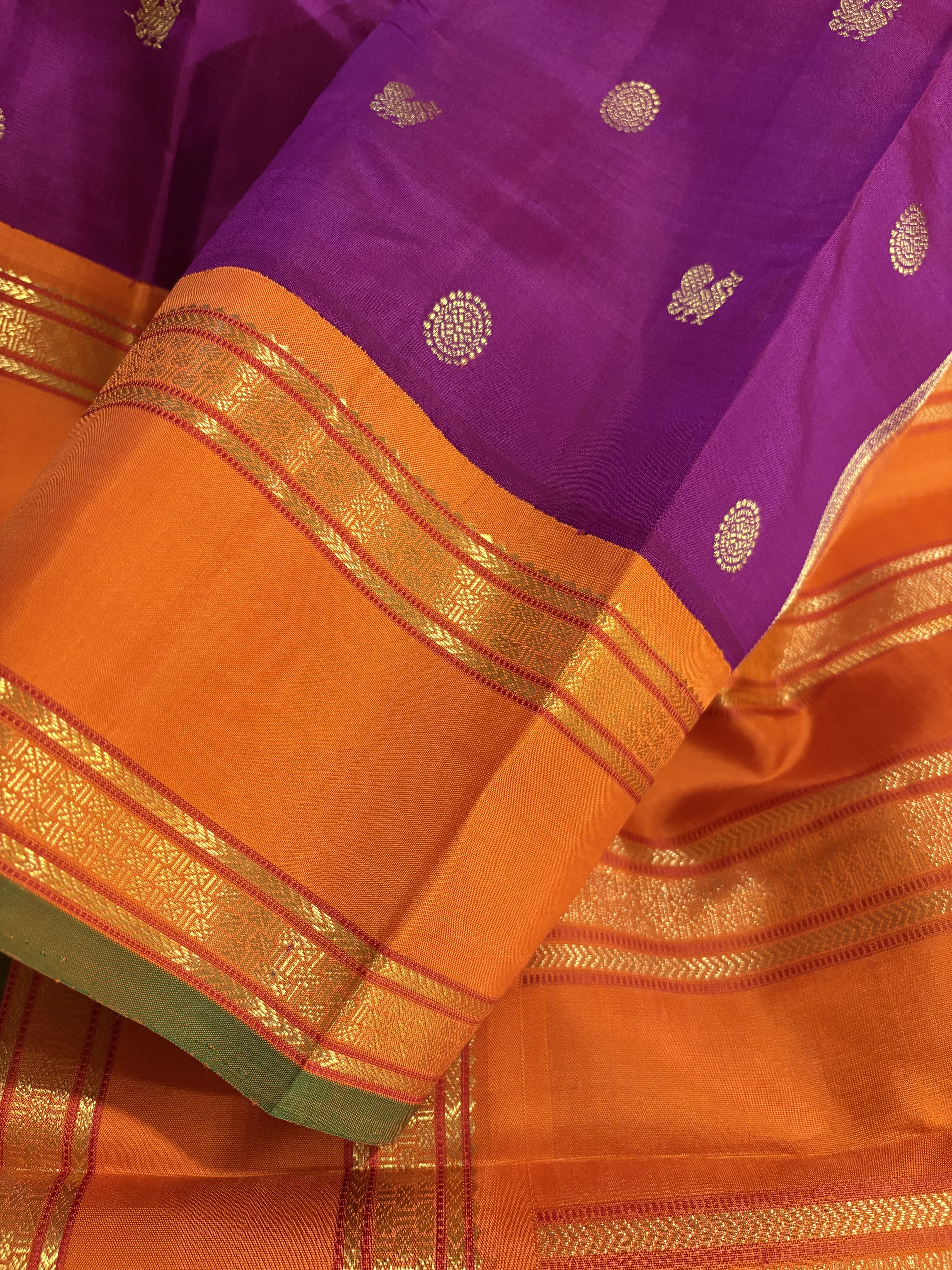 MS Amma Inspired Vadamalli Korvai Kanjivaram Silk Saree with Orange Retta Pett - RK0353
