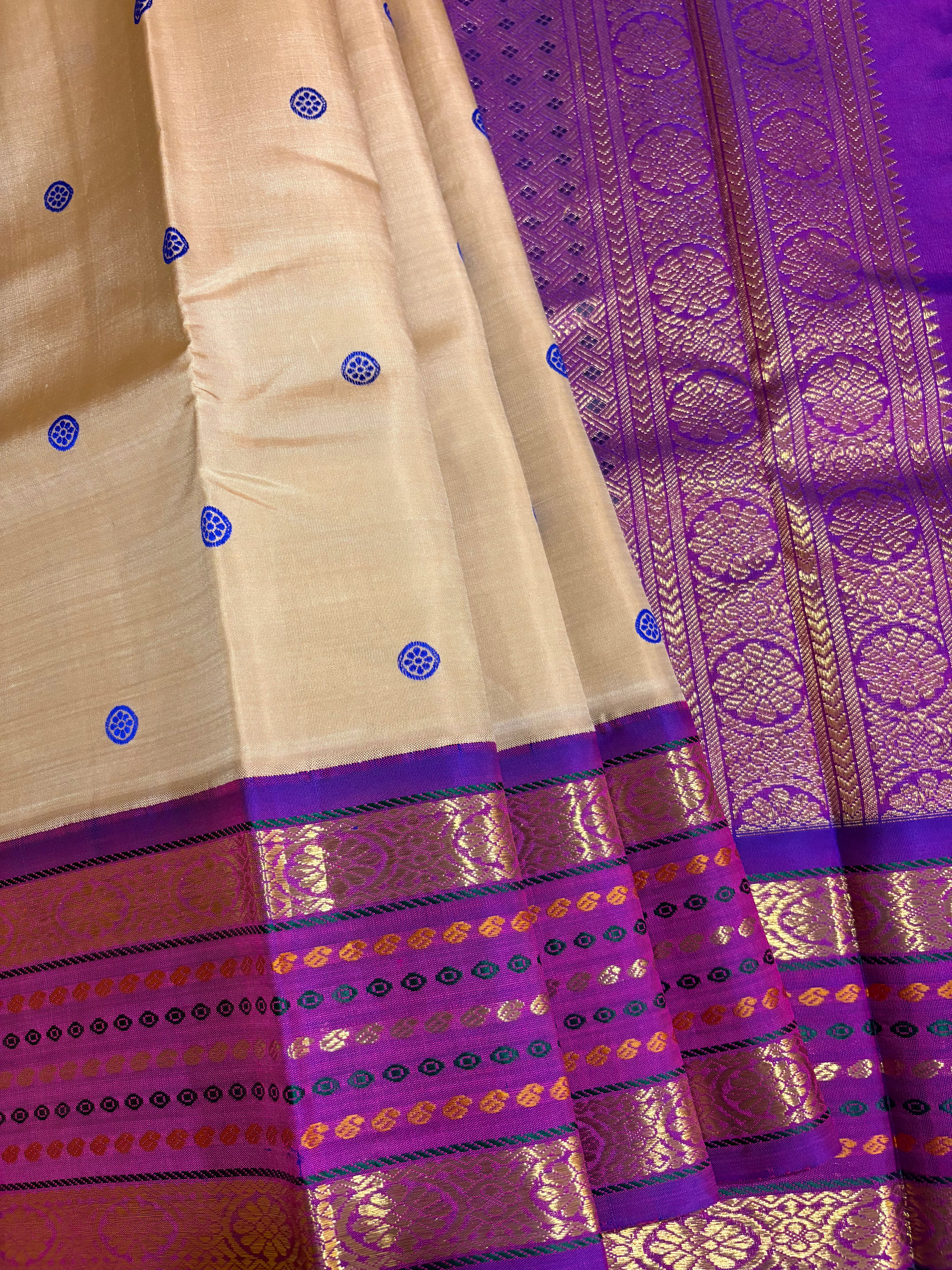 Gothumai Korvai Handloom Kanjivaram Silk Saree with Purple border - RK0311