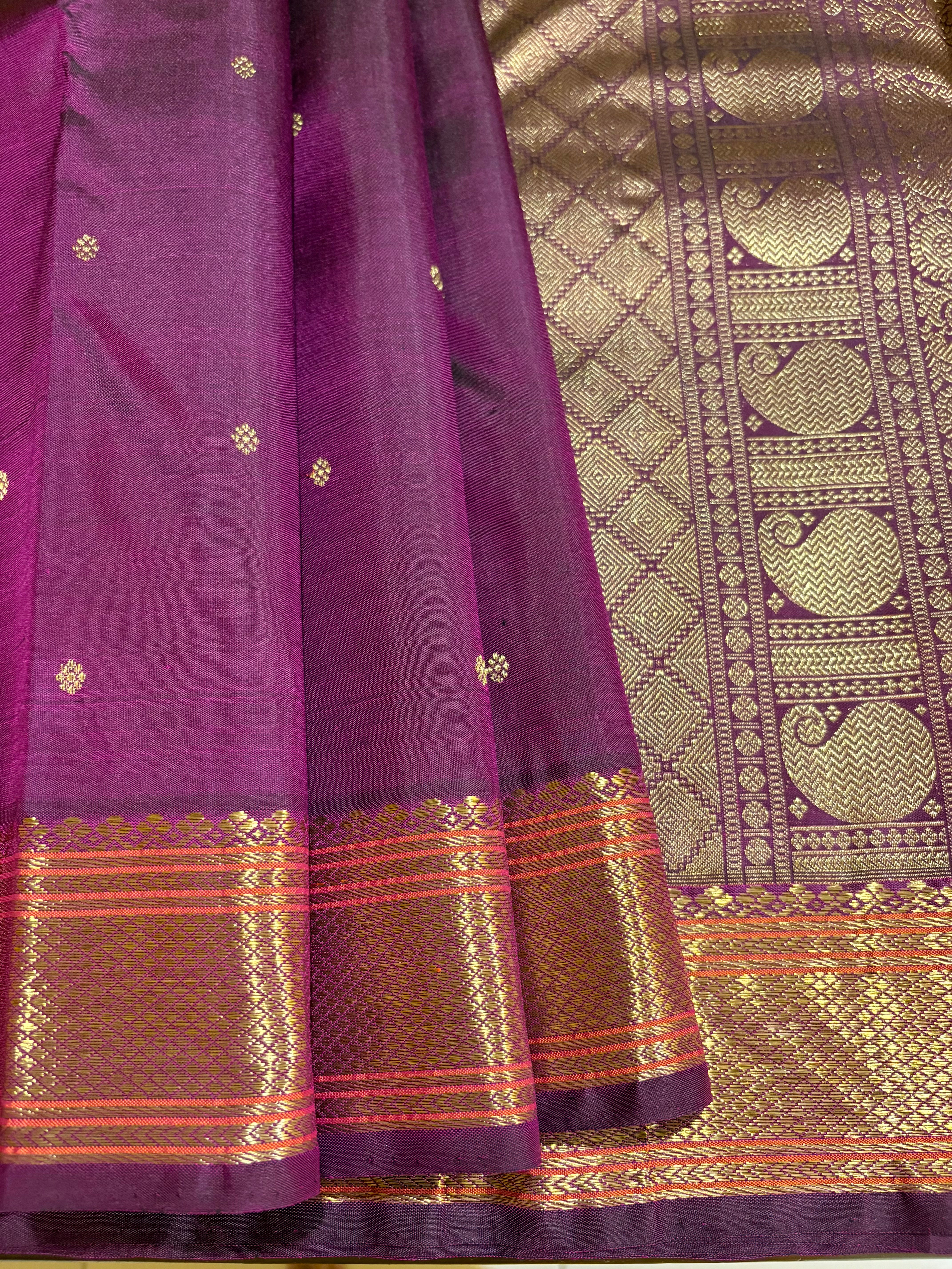 Deep Purple Monotone Handloom Kanchivaram Silk Saree - RK0173