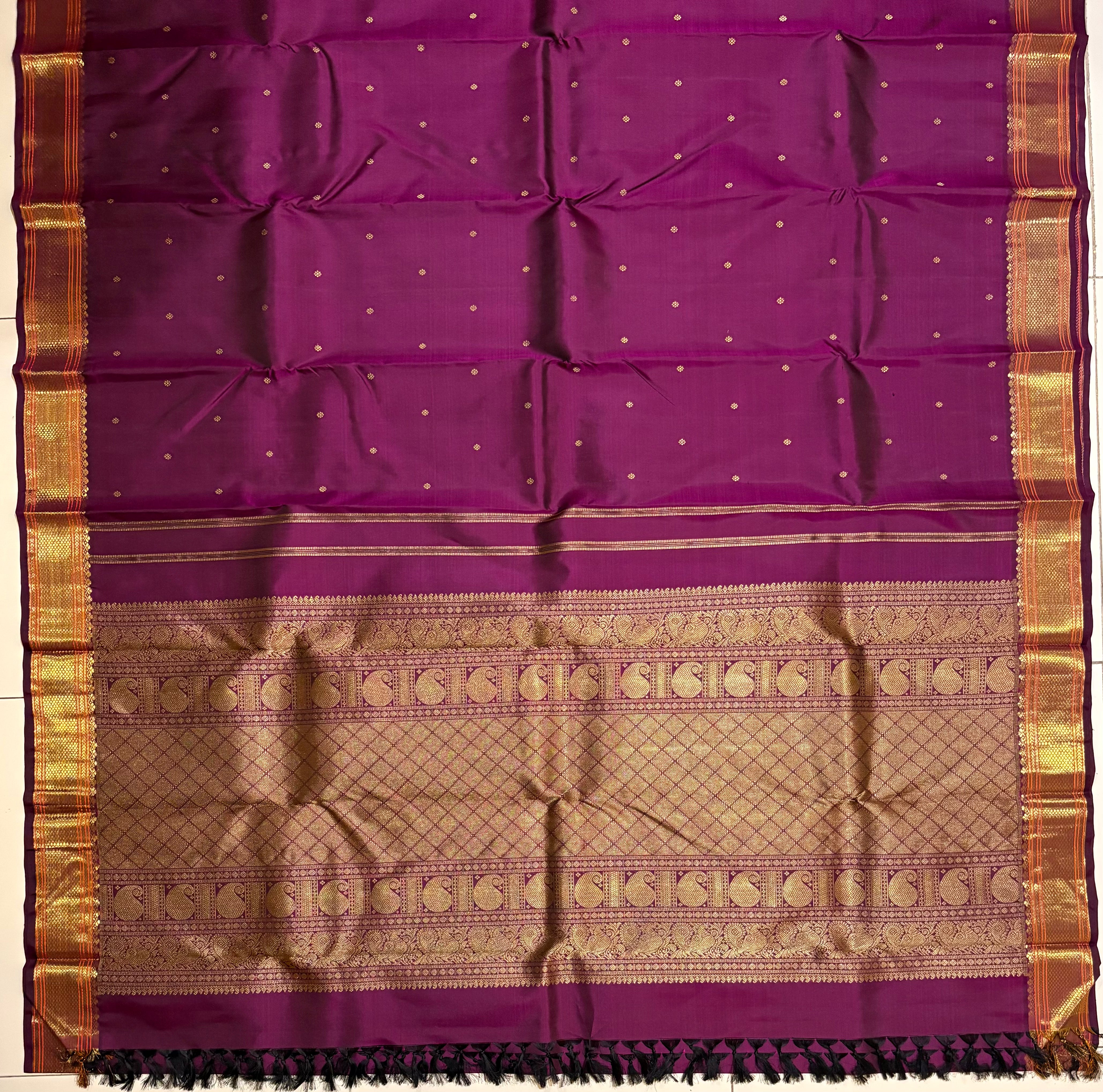Deep Purple Monotone Handloom Kanchivaram Silk Saree - RK0173