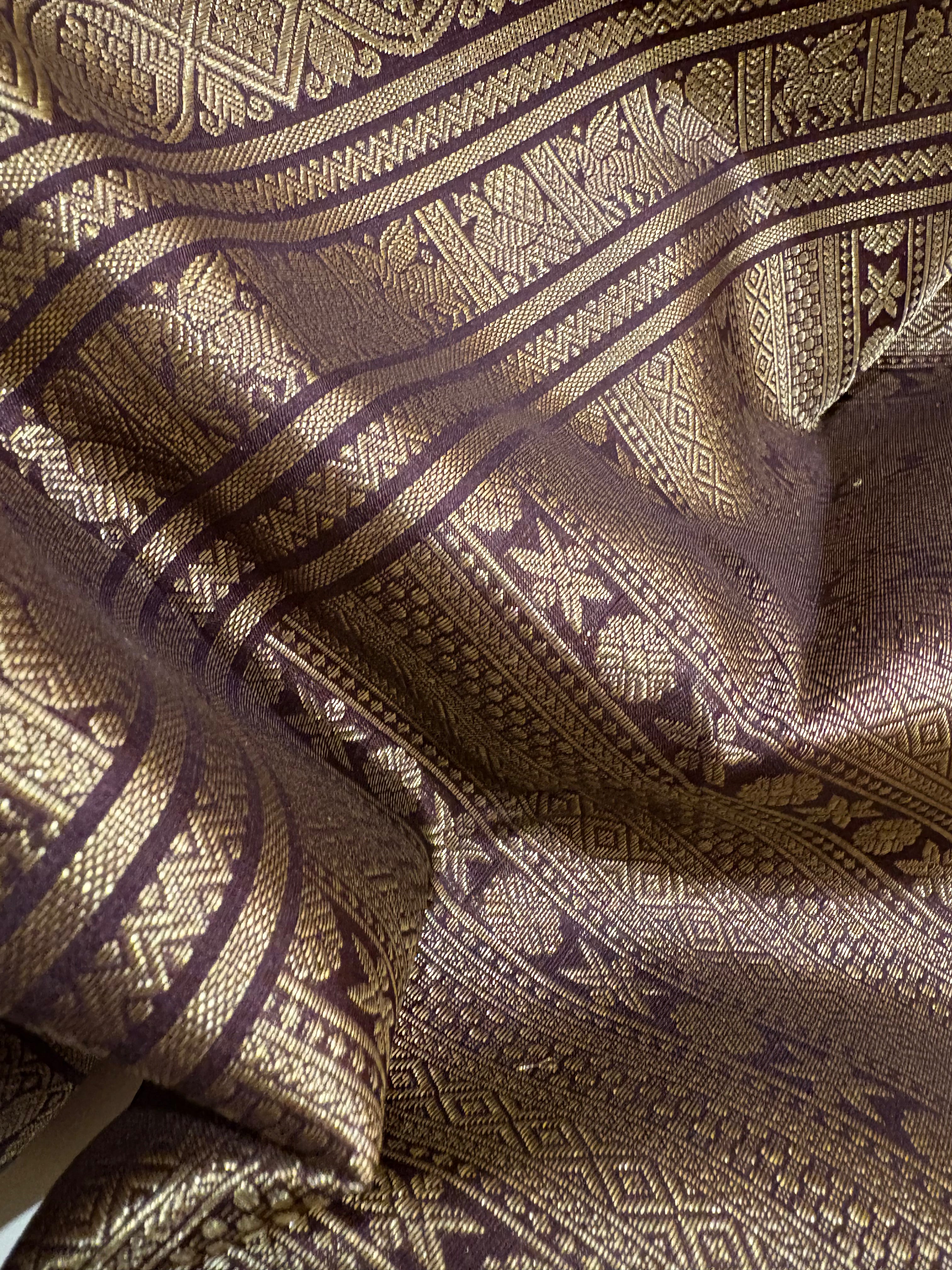 Orangish Grey Korvai Handloom Kanjivaram Silk Saree with Kanchana border - RK0359