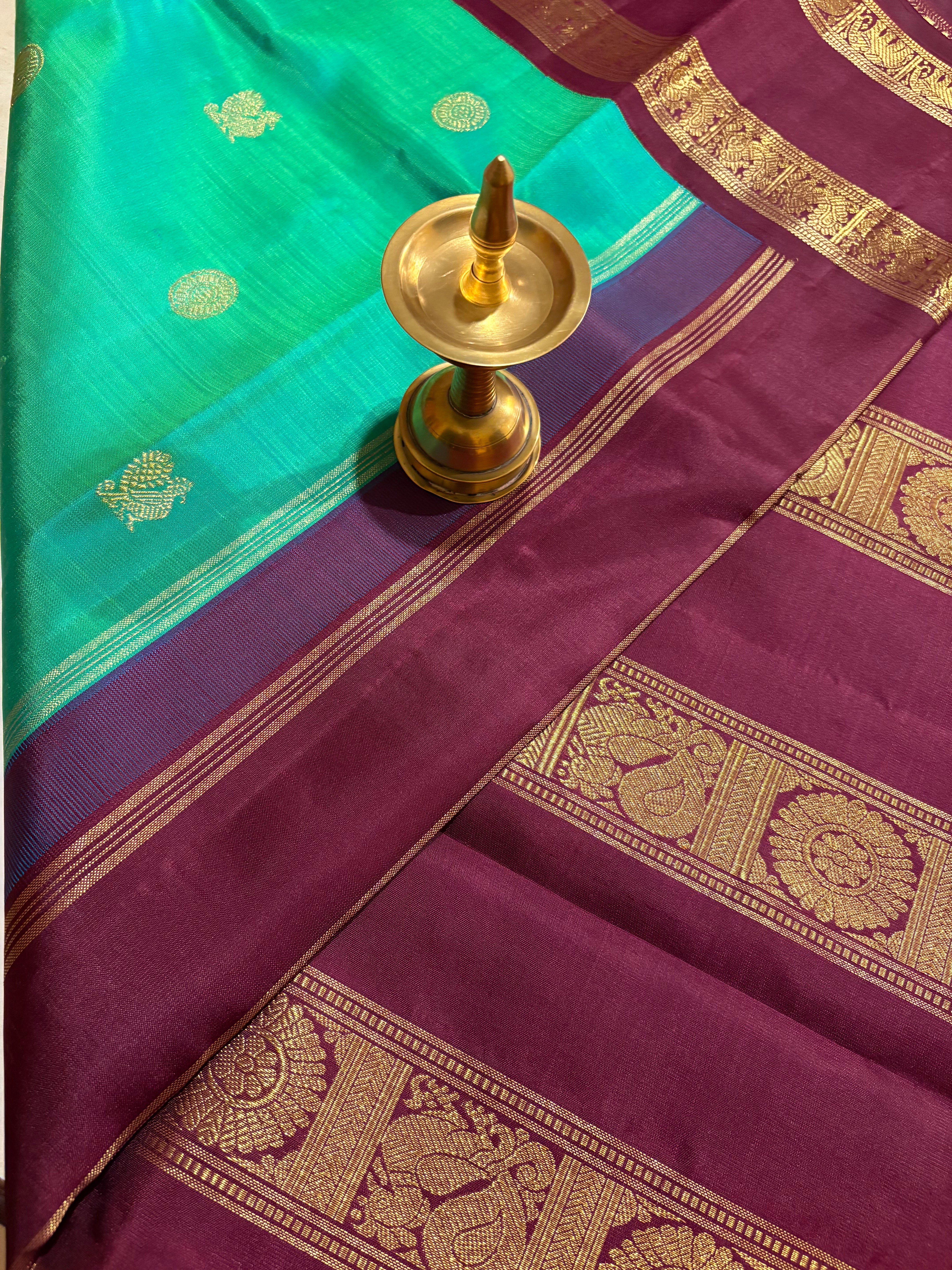 Rexona Green Korvai Handloom Kanjivaram with Paaku Border - RK0511