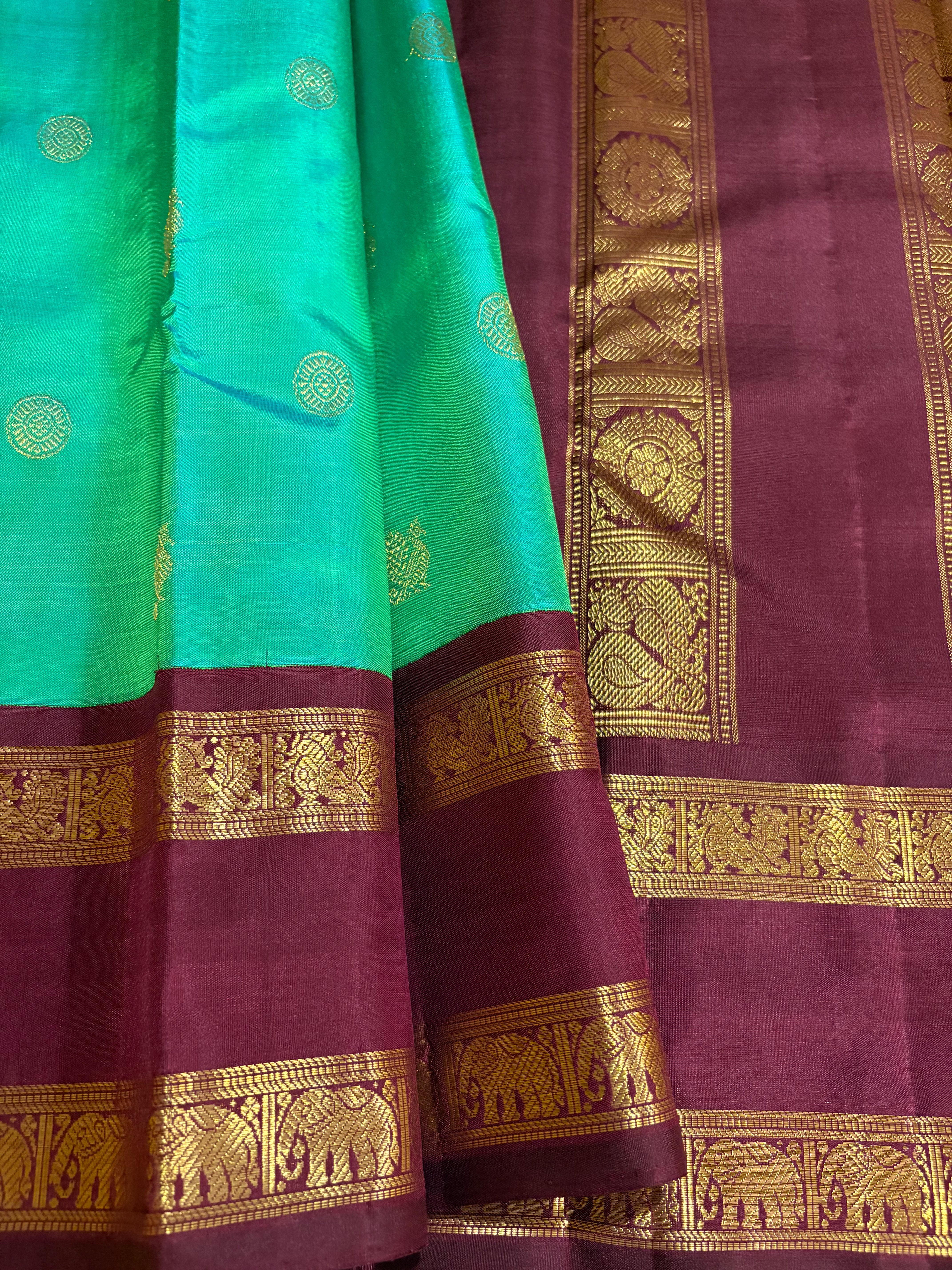 Rexona Green Korvai Handloom Kanjivaram with Paaku Border - RK0511