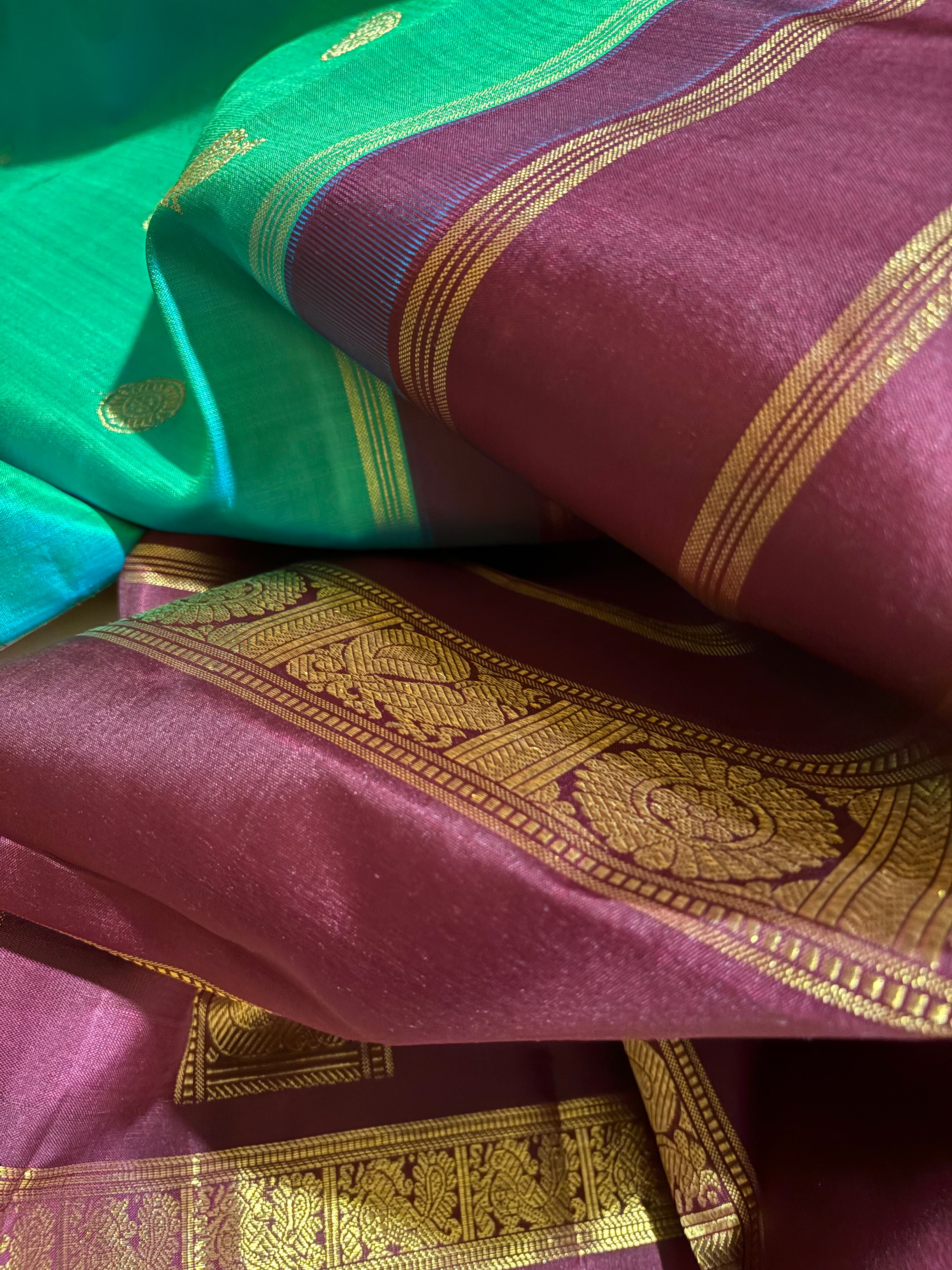 Rexona Green Korvai Handloom Kanjivaram with Paaku Border - RK0511