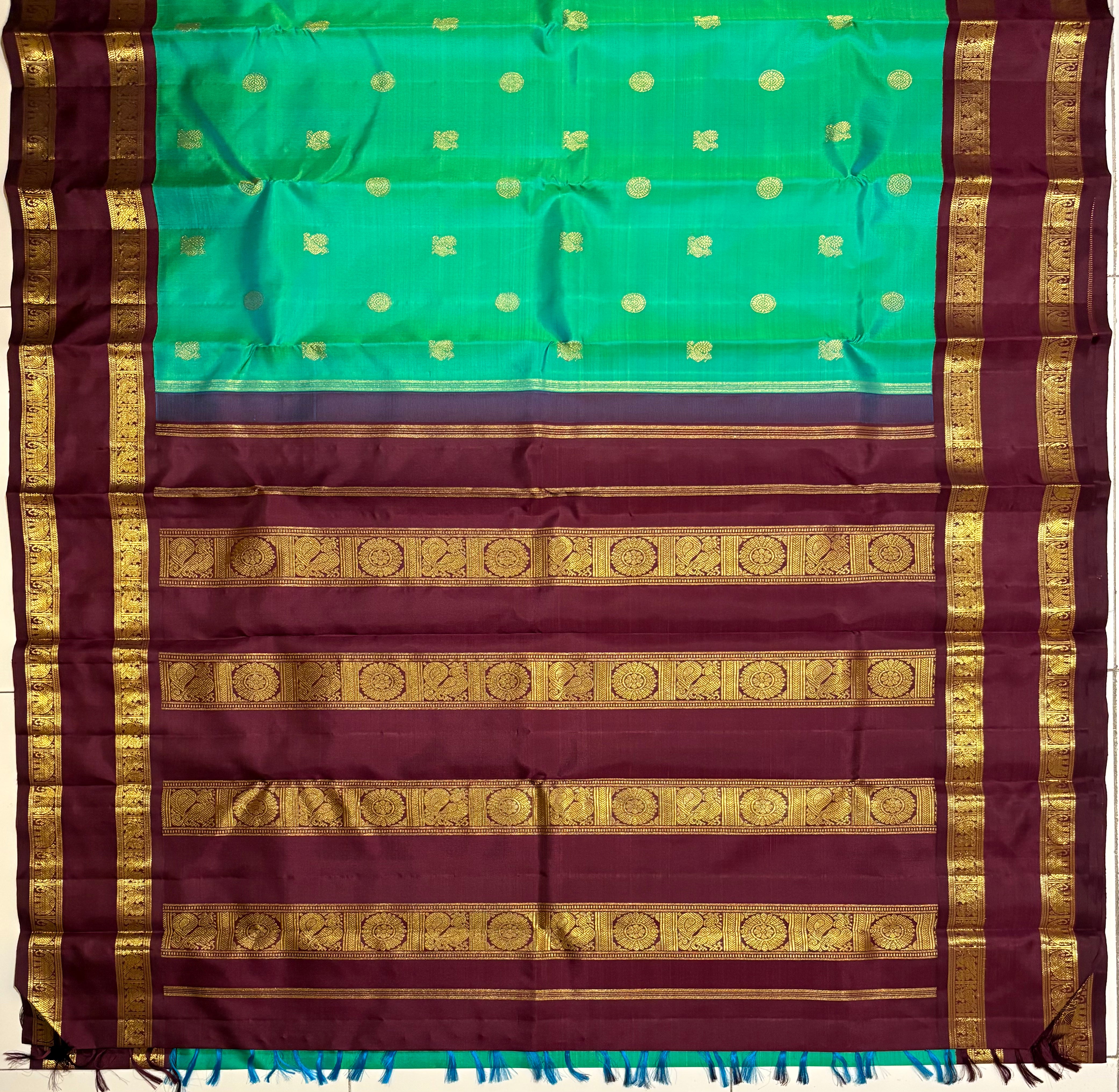 Rexona Green Korvai Handloom Kanjivaram with Paaku Border - RK0511