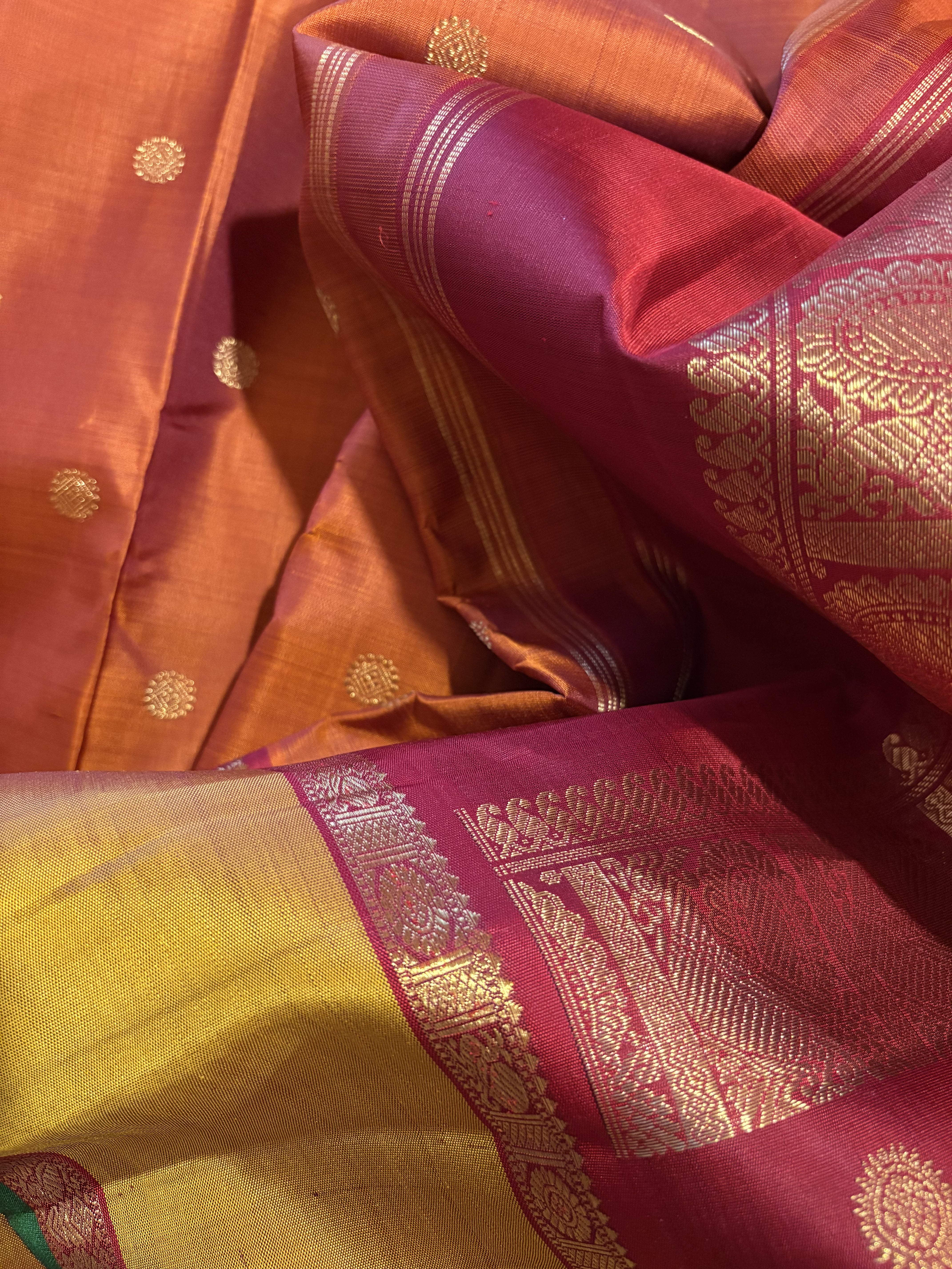 Vintage Rust Kanjivaram Silk Saree with Arakku Border - RK0743
