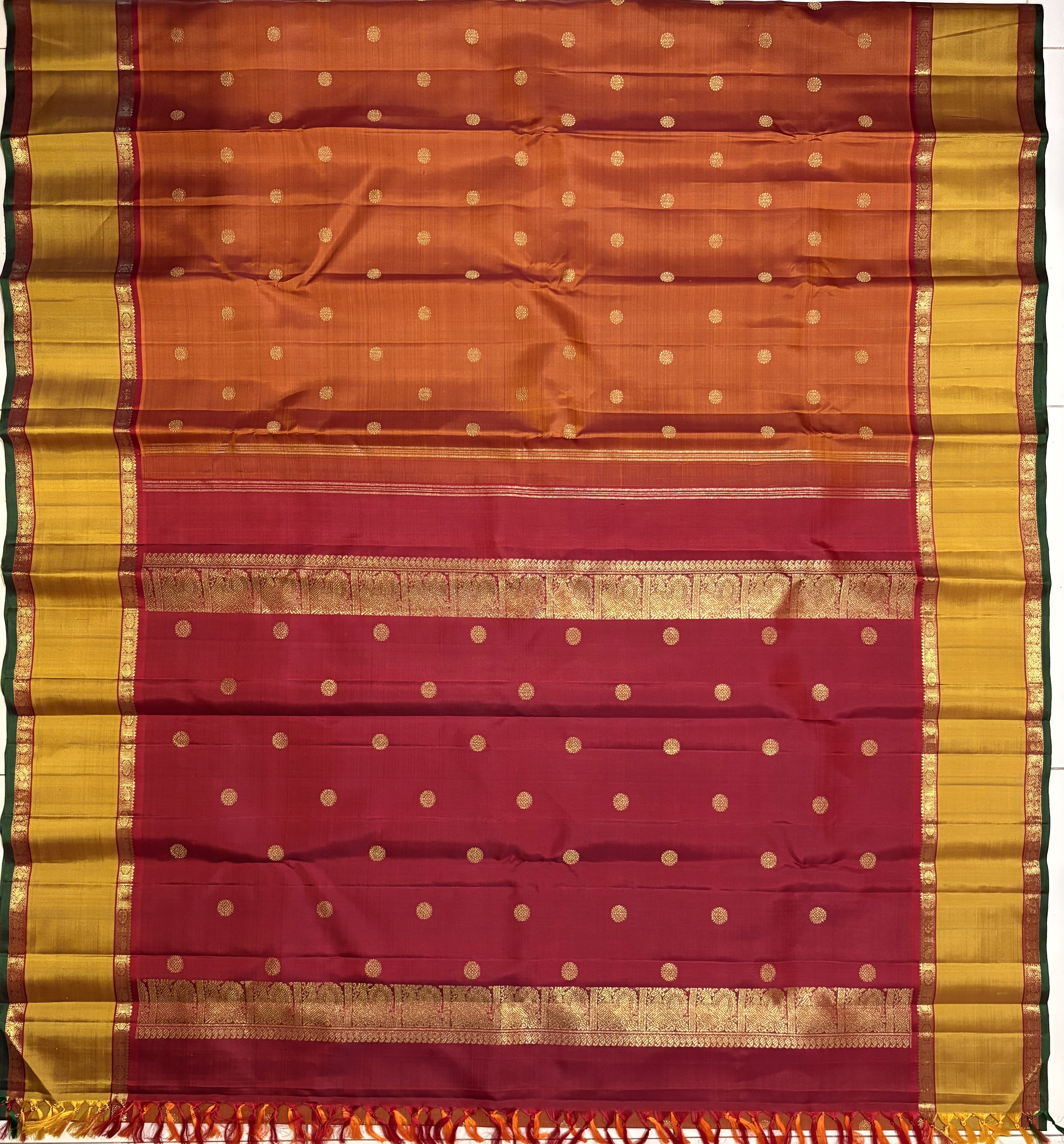 Vintage Rust Kanjivaram Silk Saree with Arakku Border - RK0743