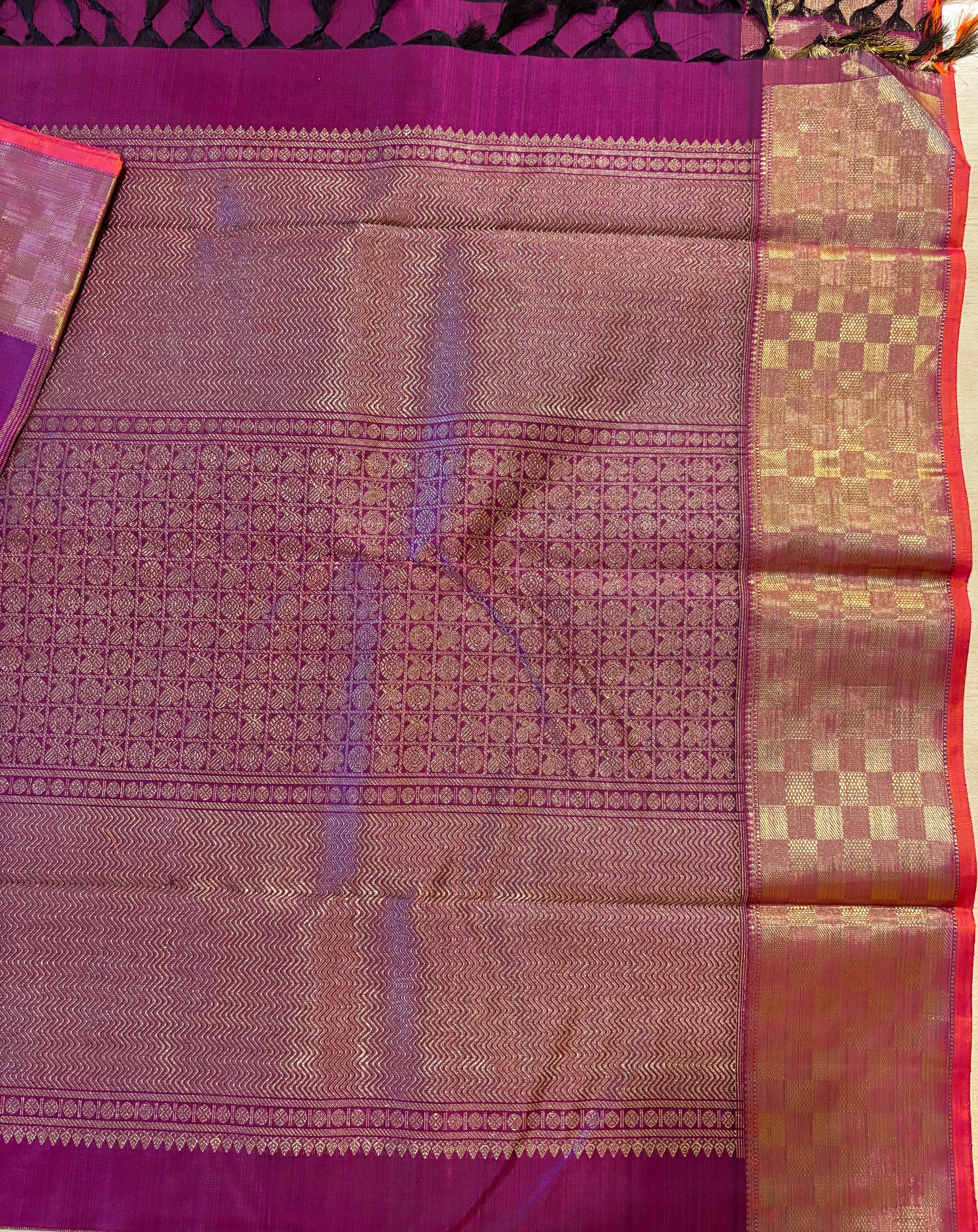 Deep Vadamalli monotone Kanjivaram Silk Saree with Paimadi border - RK080