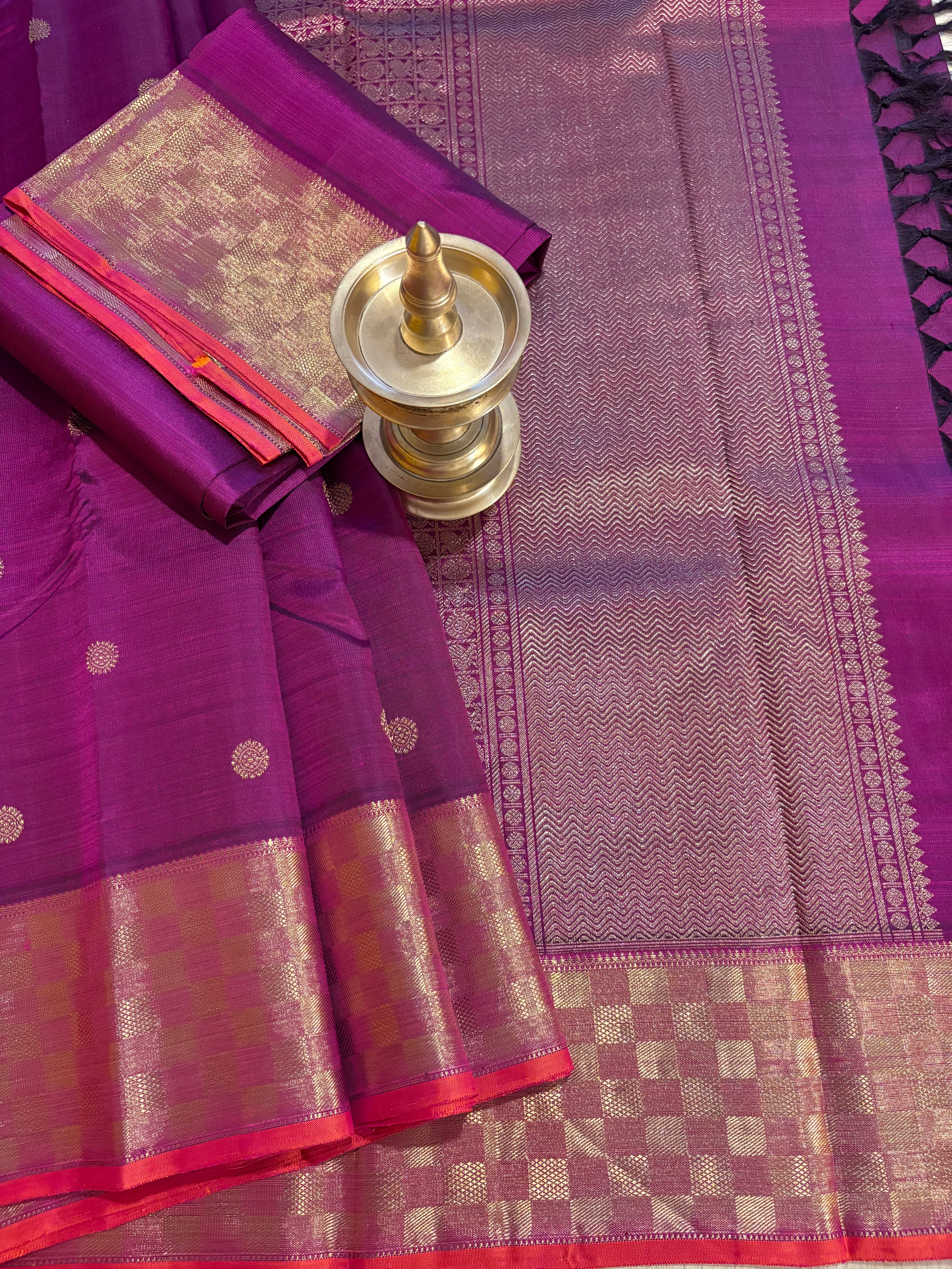 Deep Vadamalli monotone Kanjivaram Silk Saree with Paimadi border - RK080
