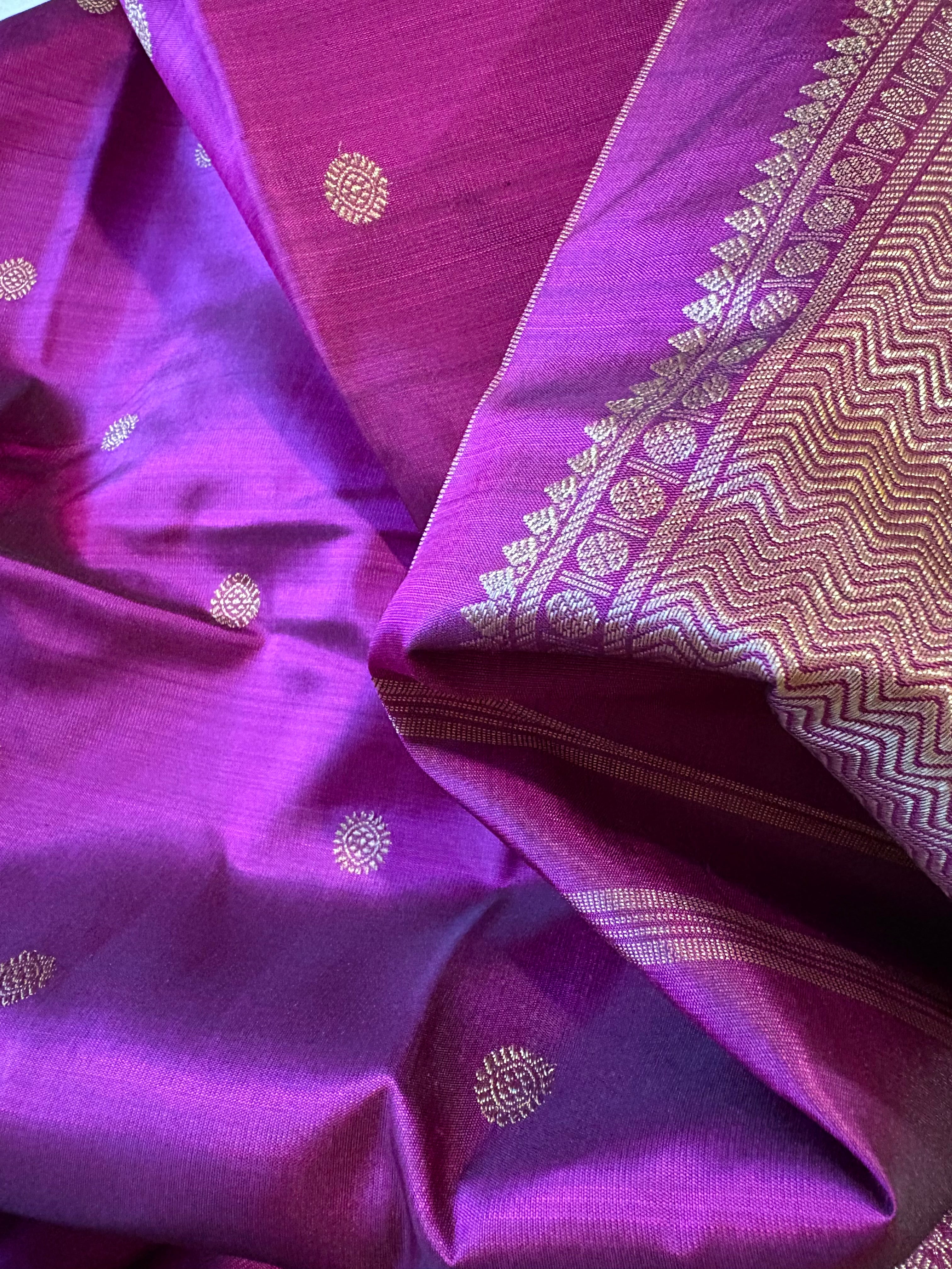 Deep Vadamalli monotone Kanjivaram Silk Saree with Paimadi border - RK080