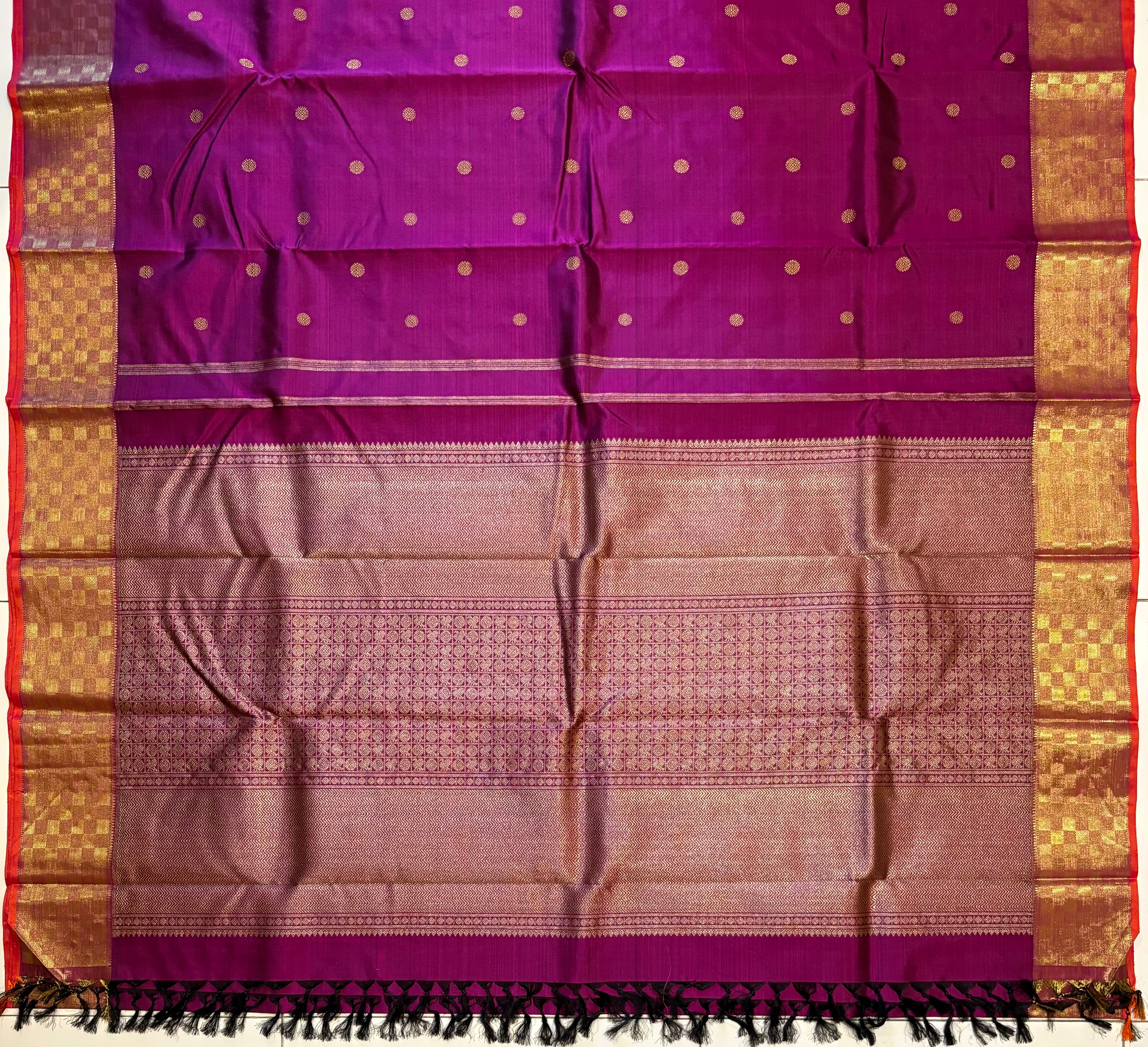 Deep Vadamalli monotone Kanjivaram Silk Saree with Paimadi border - RK080
