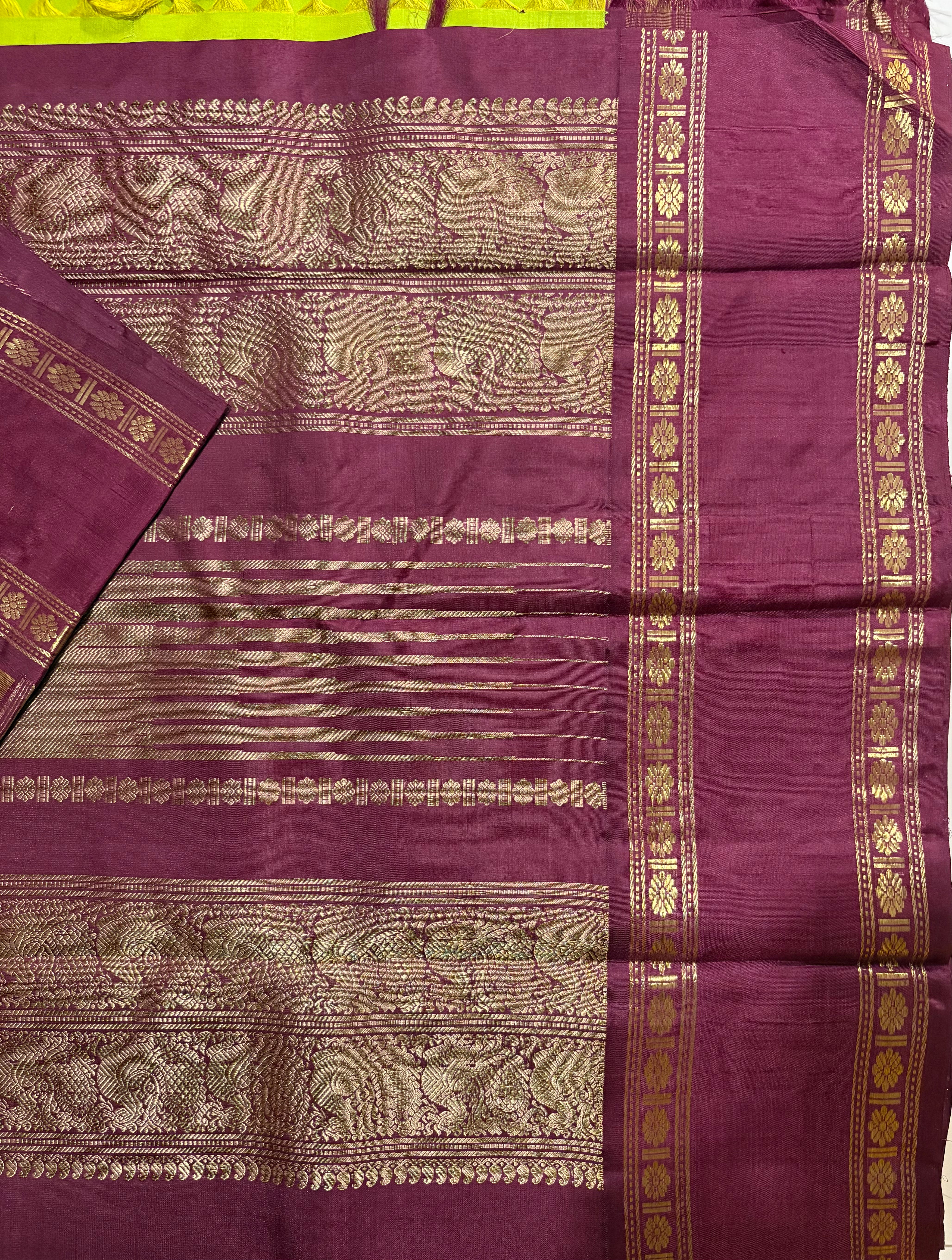 Sampanga Korvai Kanjivaram Silk Saree with  Paaku Border - RK0536