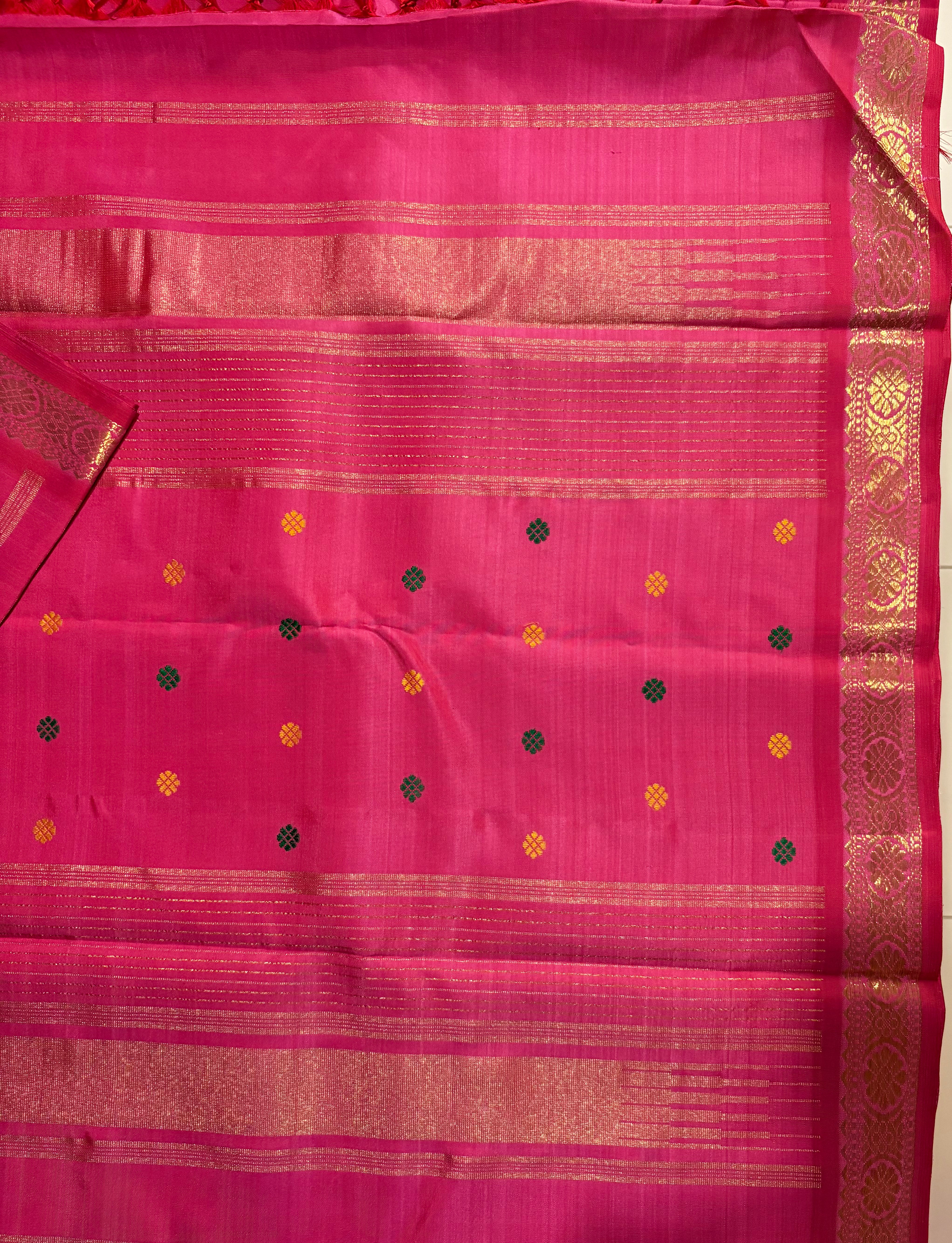 Double shaded pink Monotone Kanjivaram Handloom Silk Saree - RK0508