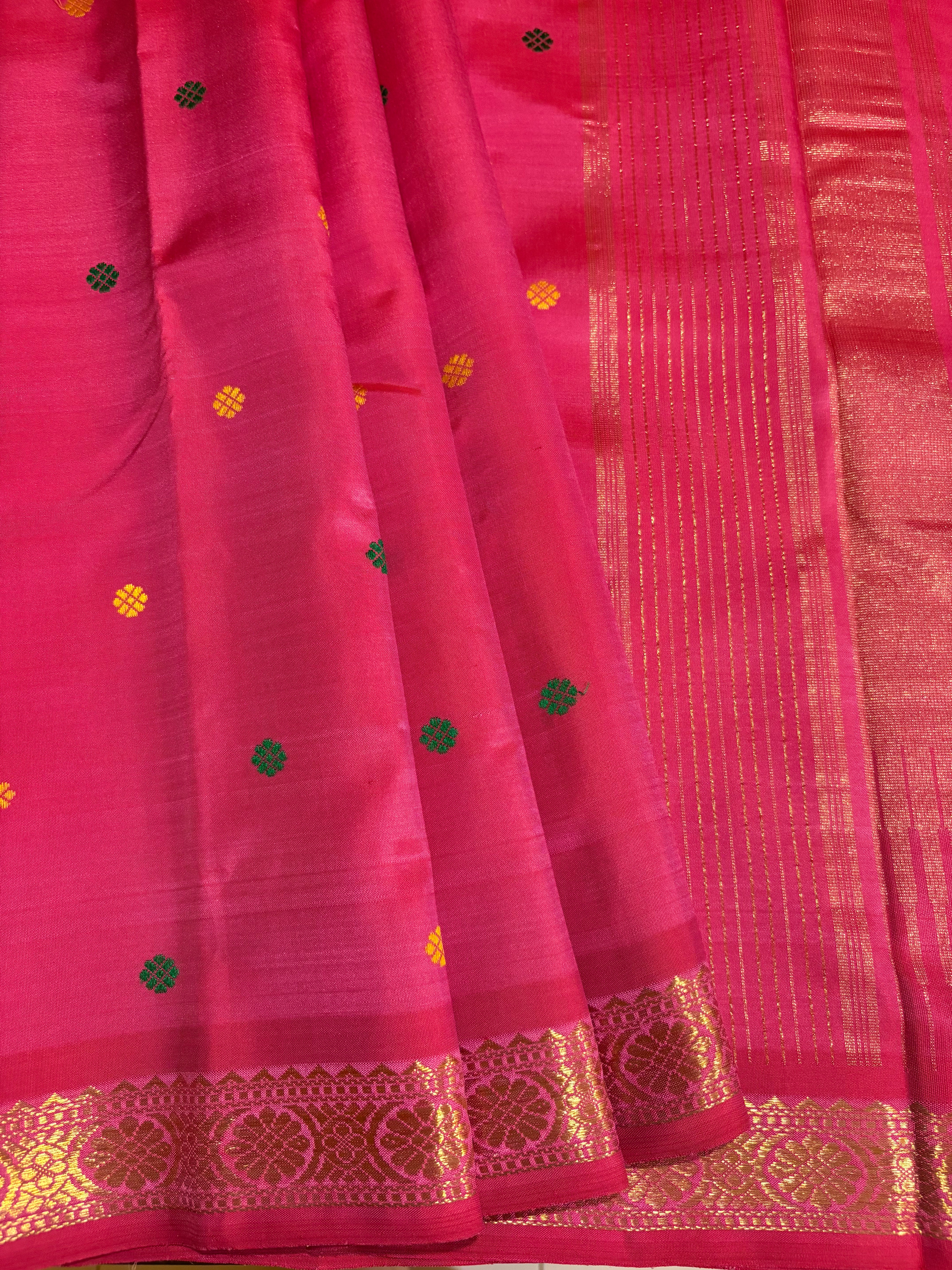 Double shaded pink Monotone Kanjivaram Handloom Silk Saree - RK0508