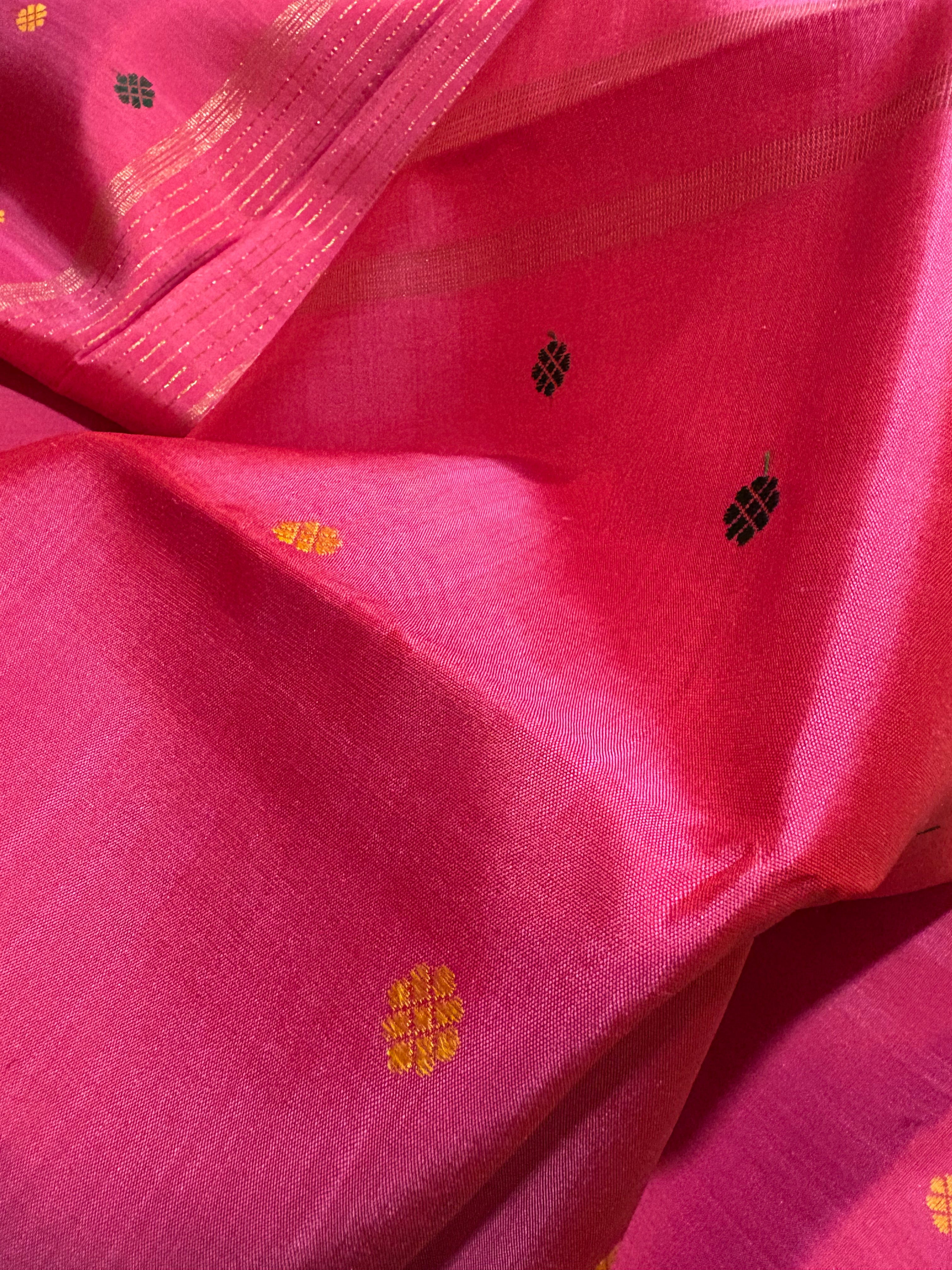 Double shaded pink Monotone Kanjivaram Handloom Silk Saree - RK0508