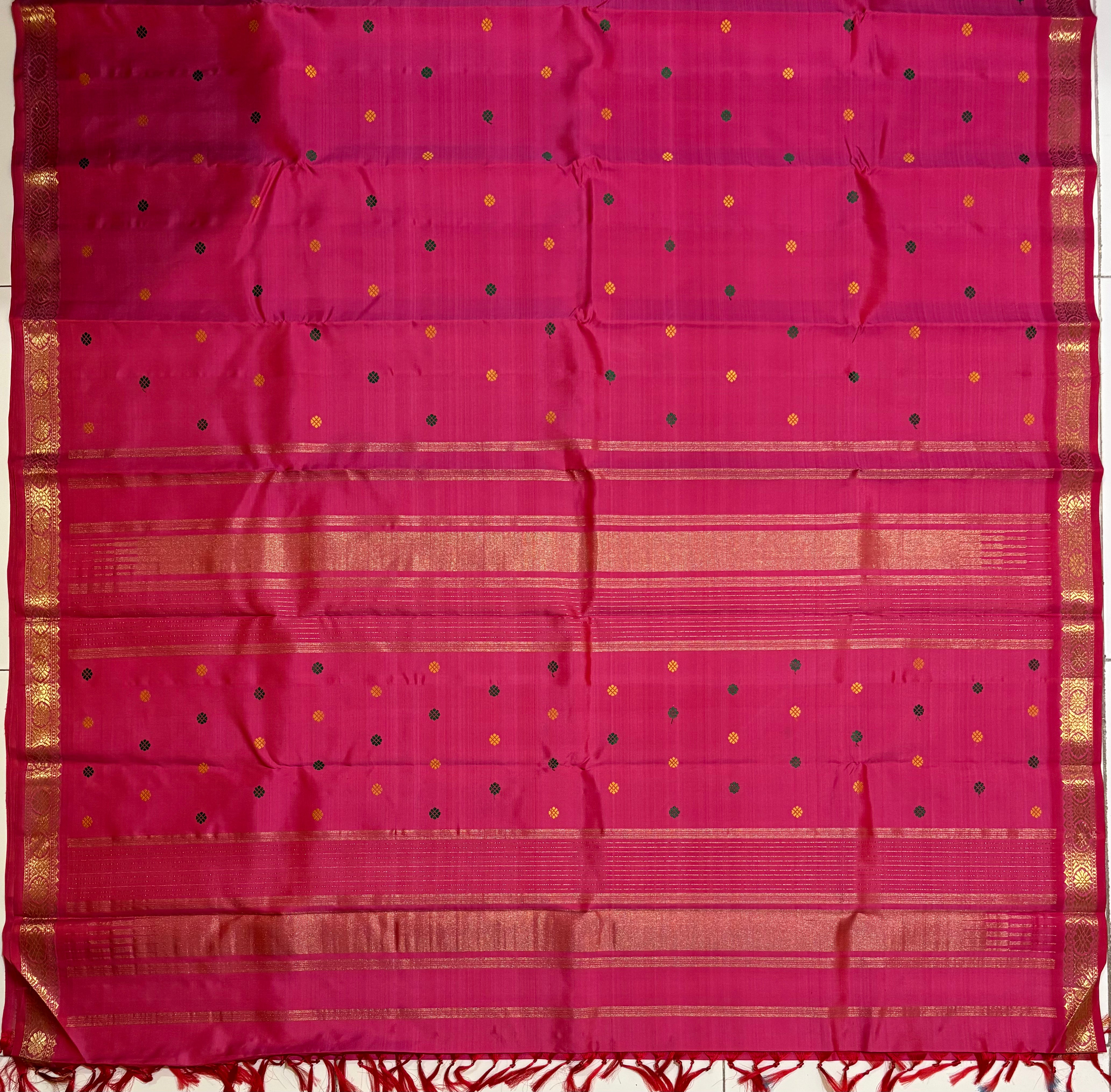 Double shaded pink Monotone Kanjivaram Handloom Silk Saree - RK0508