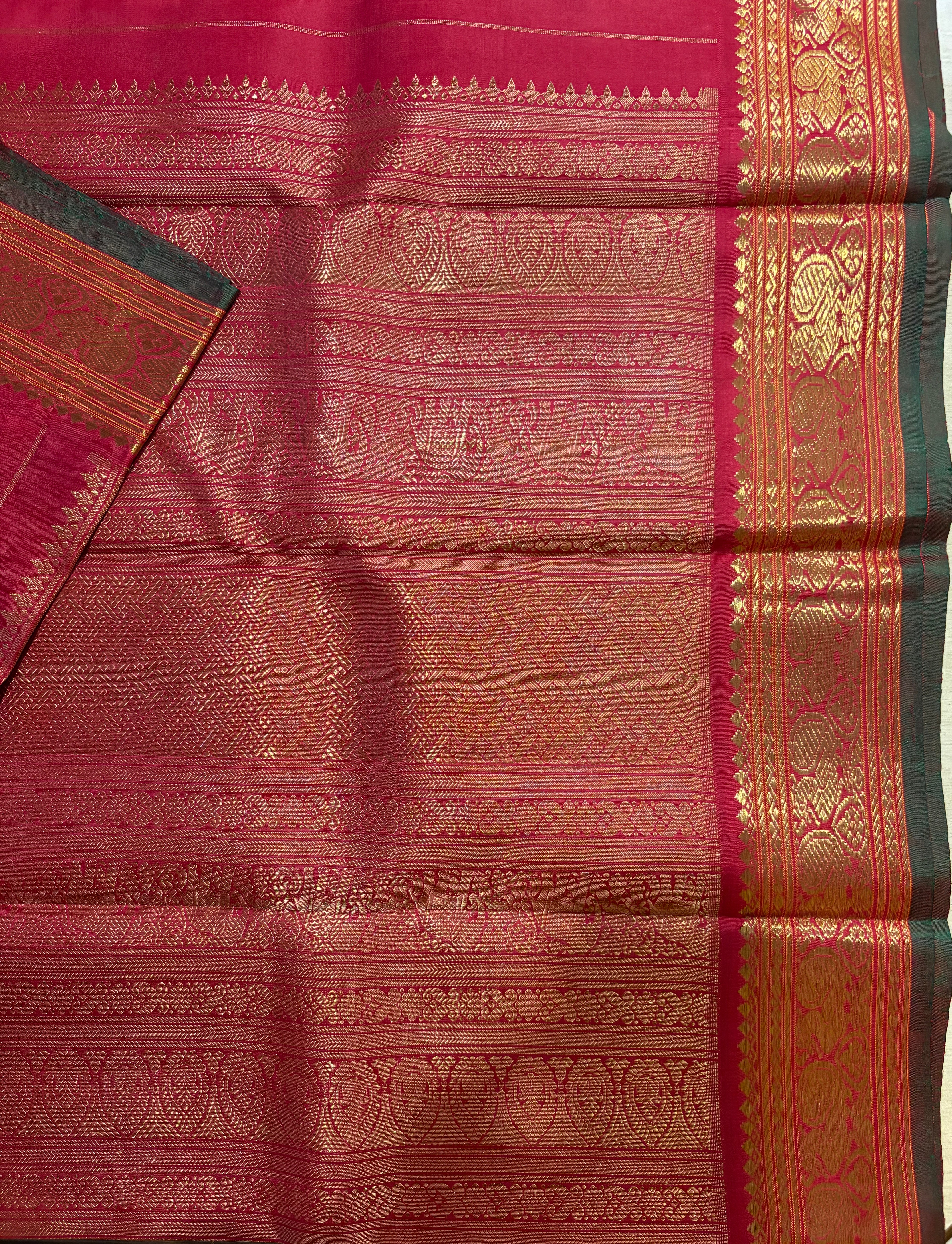 Peacock Blue Korvai Kanjivaram Silk Saree with Arakku border - RK0680