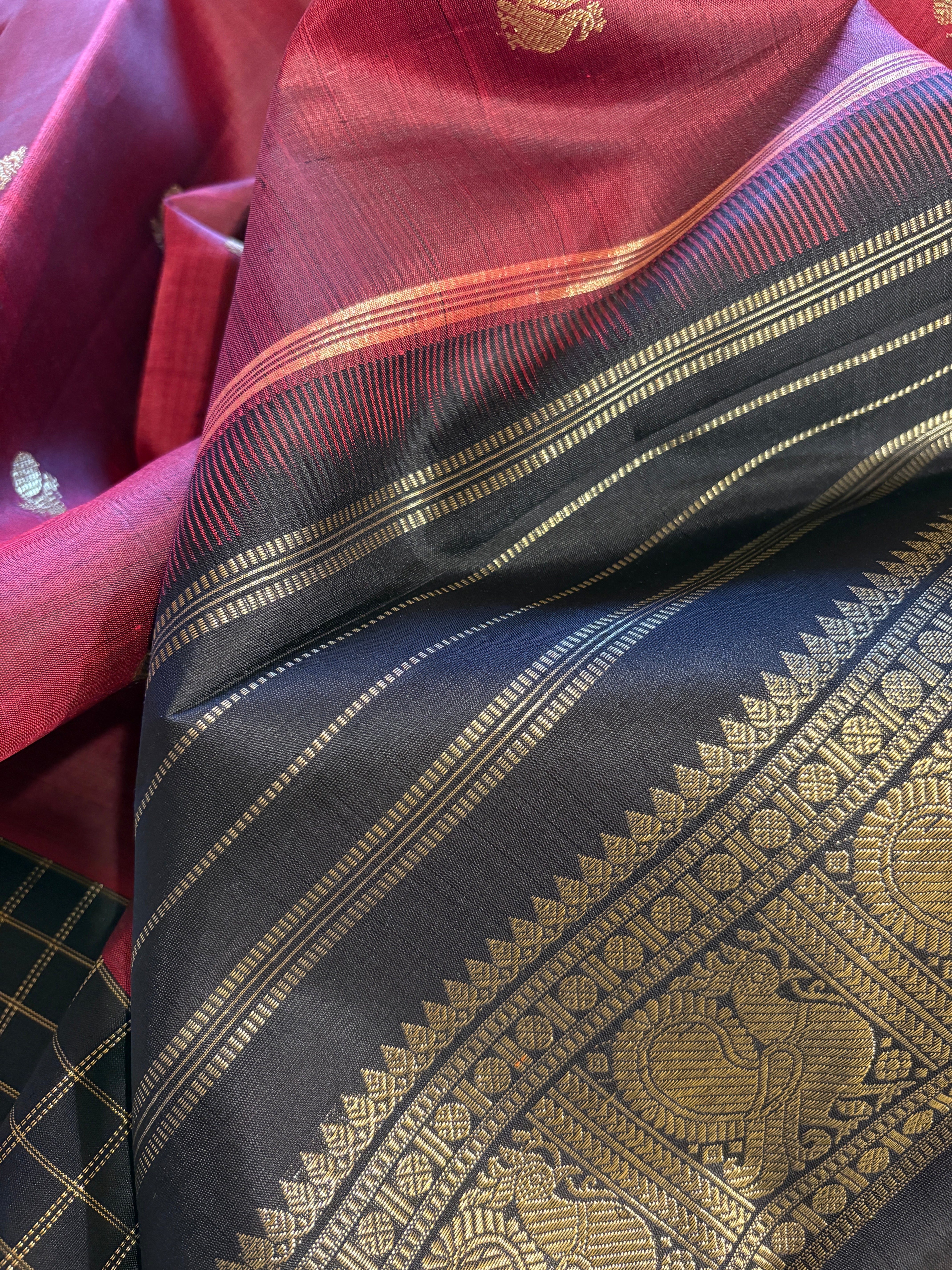 Maroon Kanjivaram with Kanchana Chequered borders&nbsp - RK0265