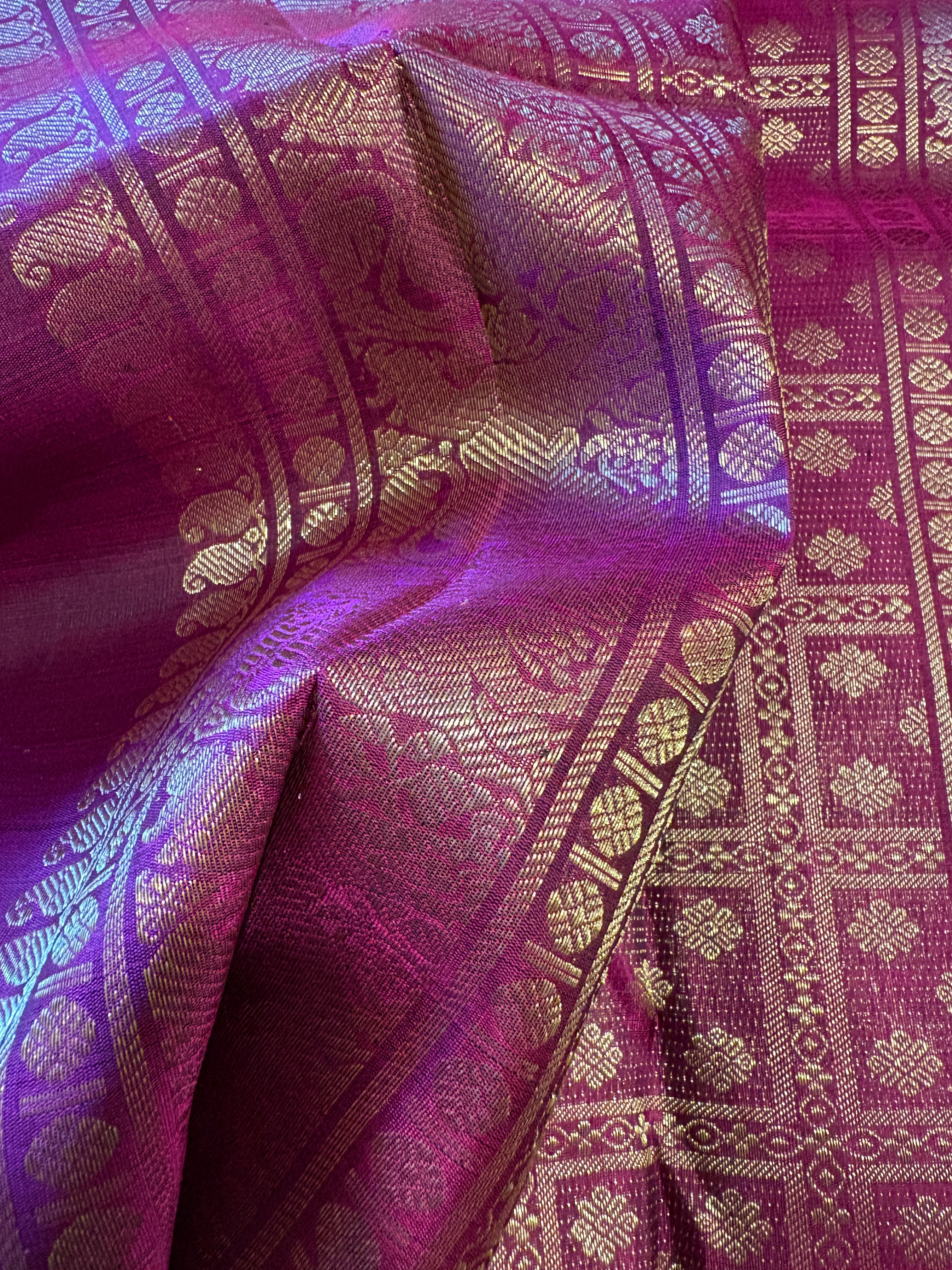 Velvety dark green borderless kanjivaram silk Saree - RK0498