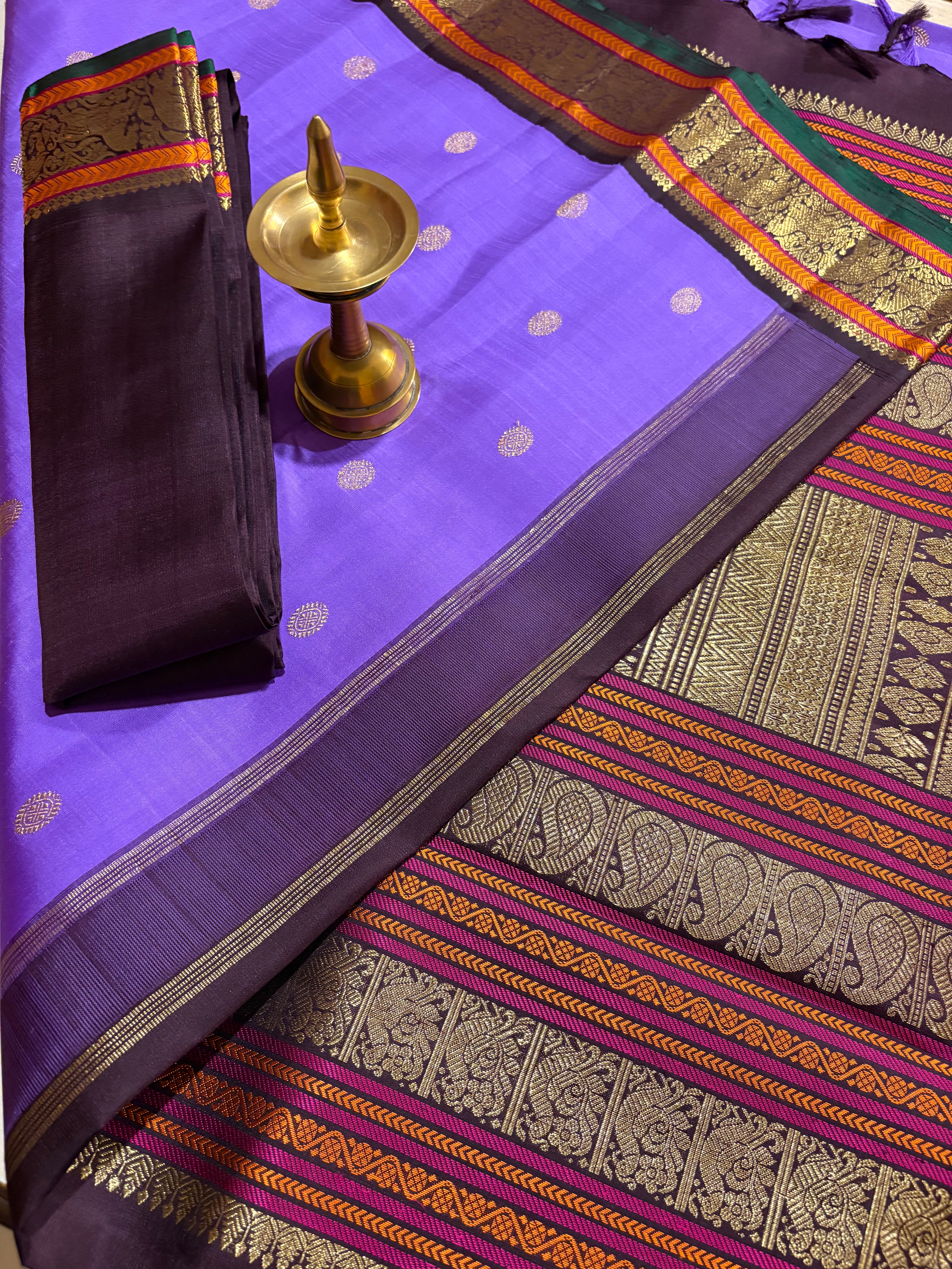 December Poo Korvai Kanjivaram Handloom Silk Saree with Kanchana Border - RK0530