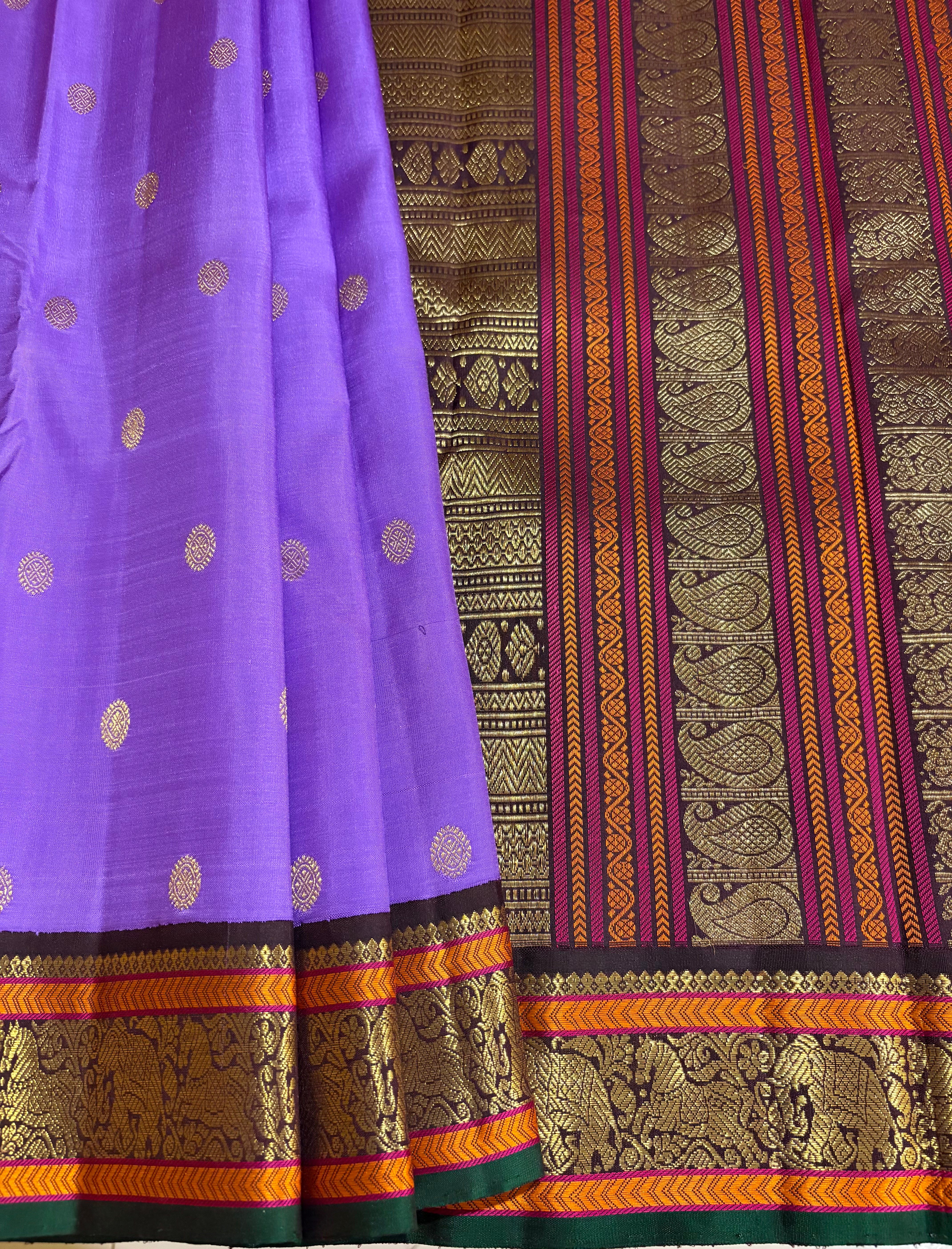 December Poo Korvai Kanjivaram Handloom Silk Saree with Kanchana Border - RK0530