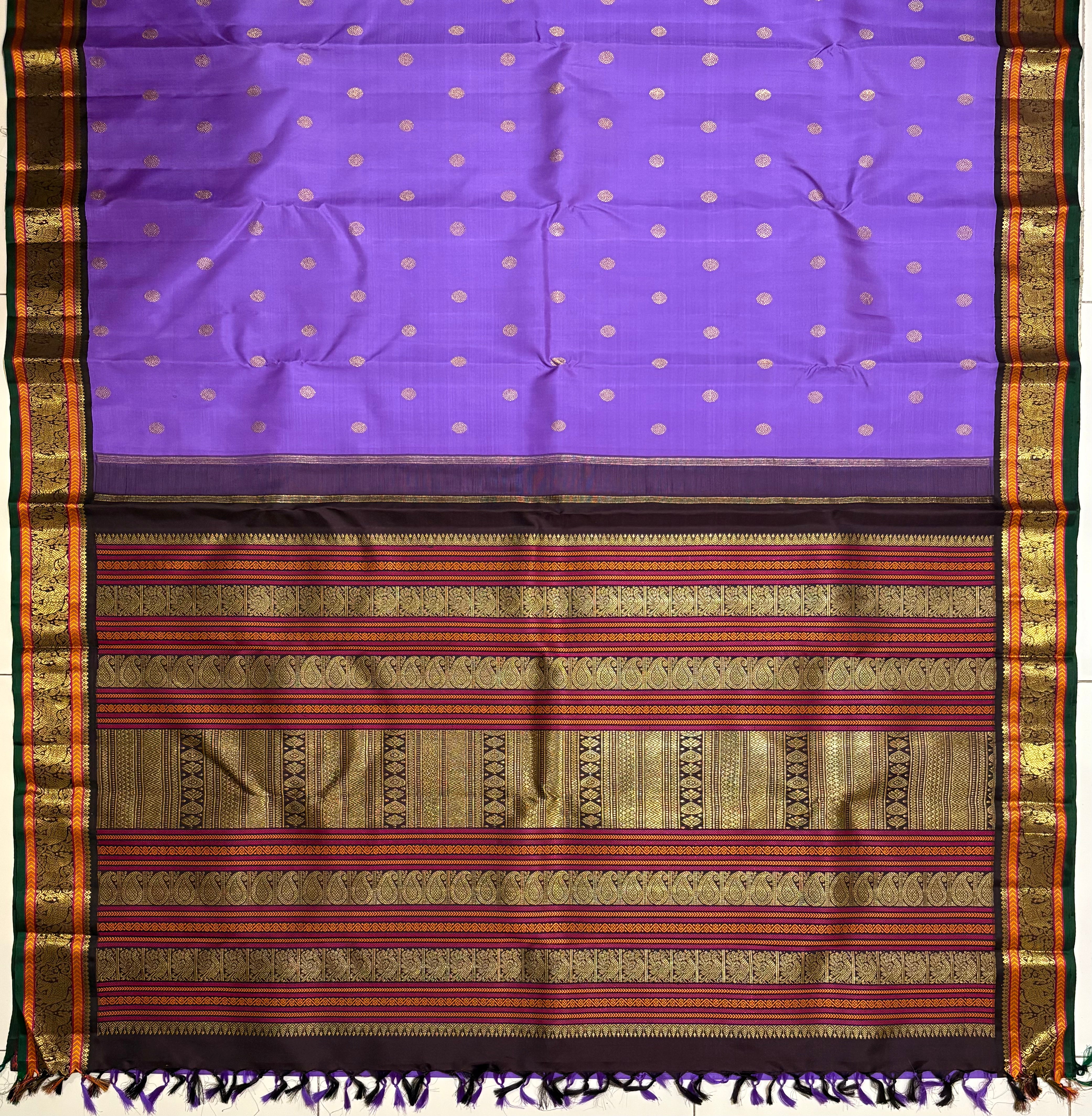 December Poo Korvai Kanjivaram Handloom Silk Saree with Kanchana Border - RK0530
