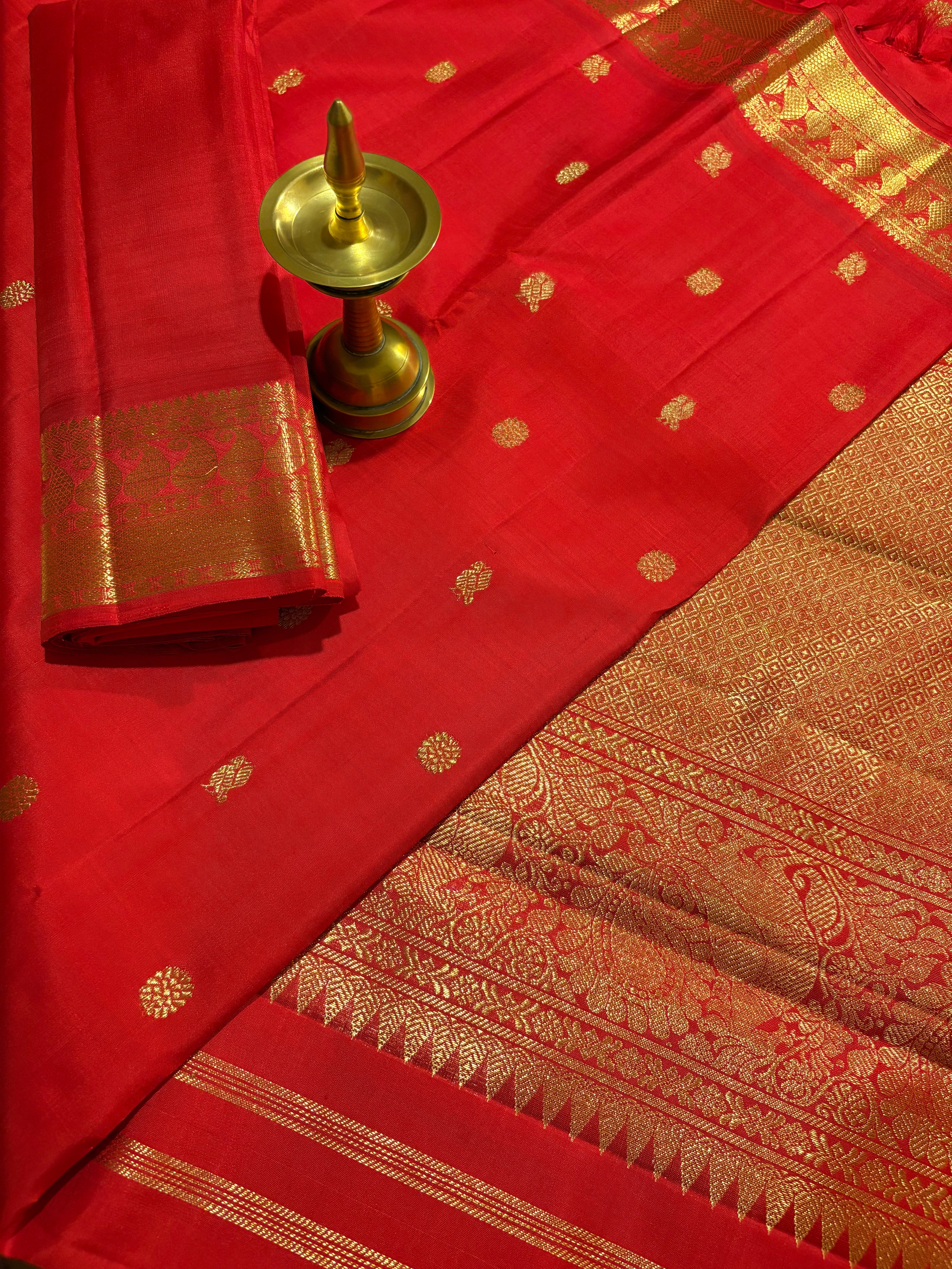 Red Monotone Kanjivaram Silk Saree RK0553
