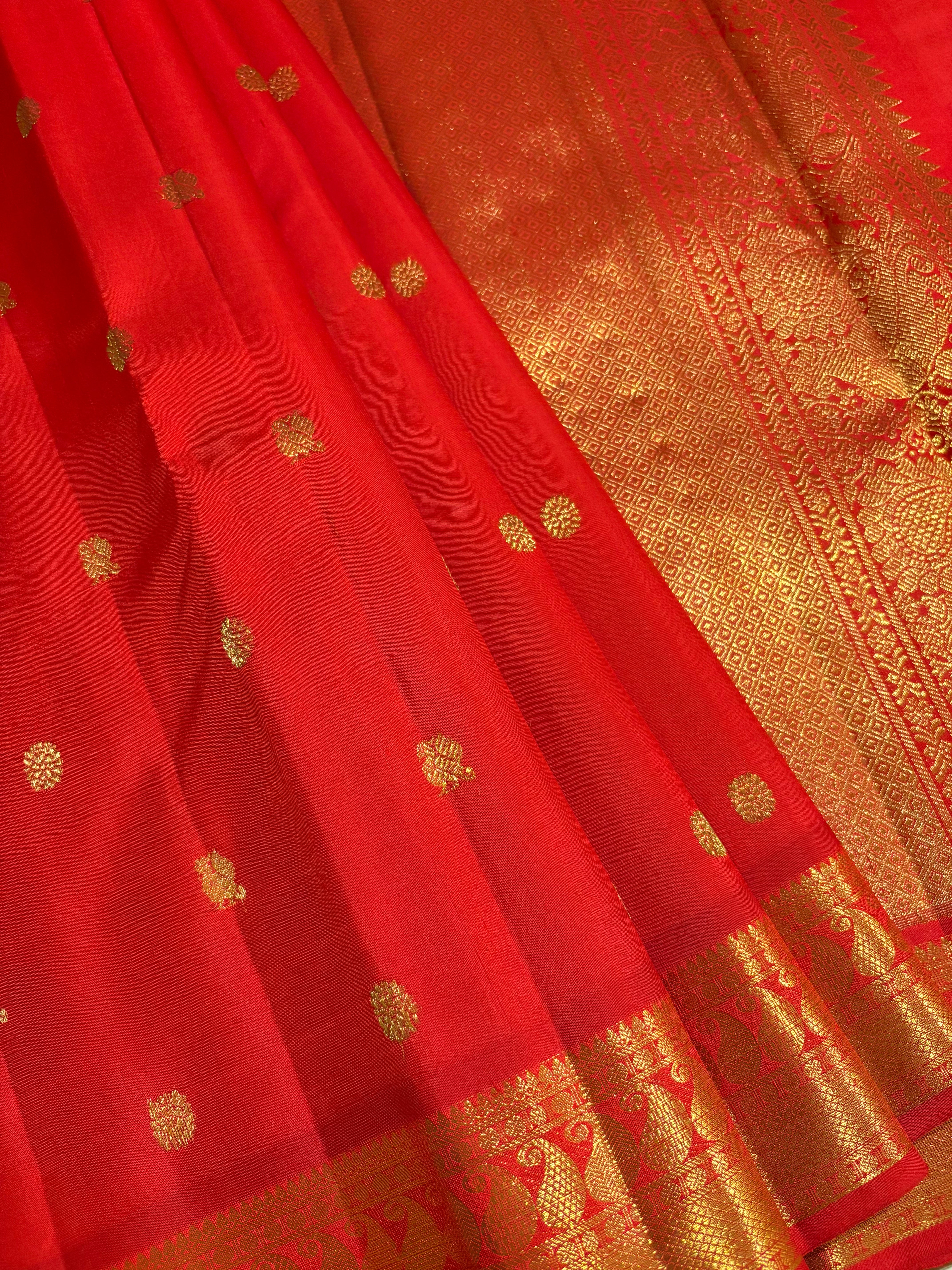 Red Monotone Kanjivaram Silk Saree RK0553