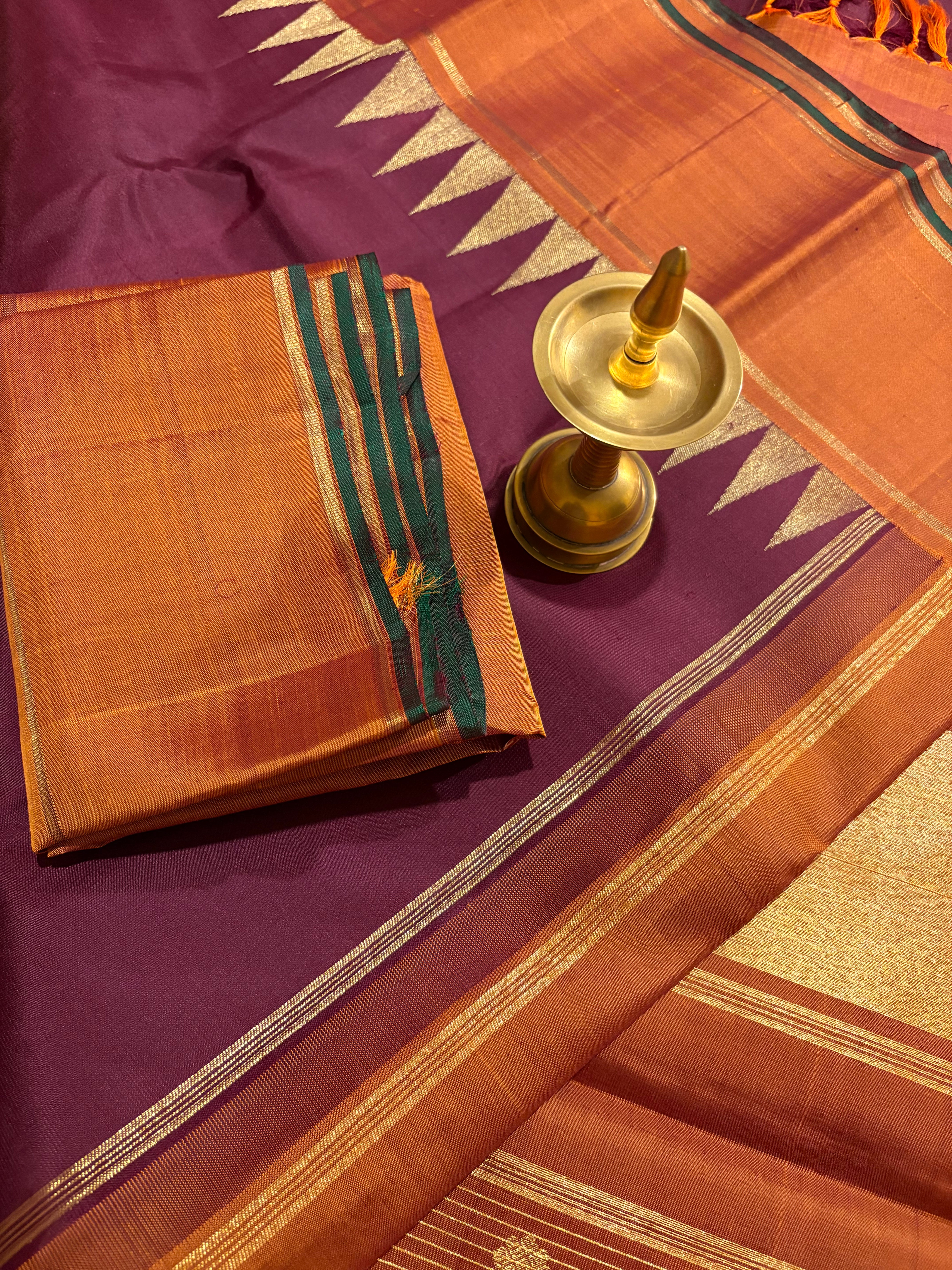 Paaku Kanjivaram Silk Saree  with Rust Border RK0554
