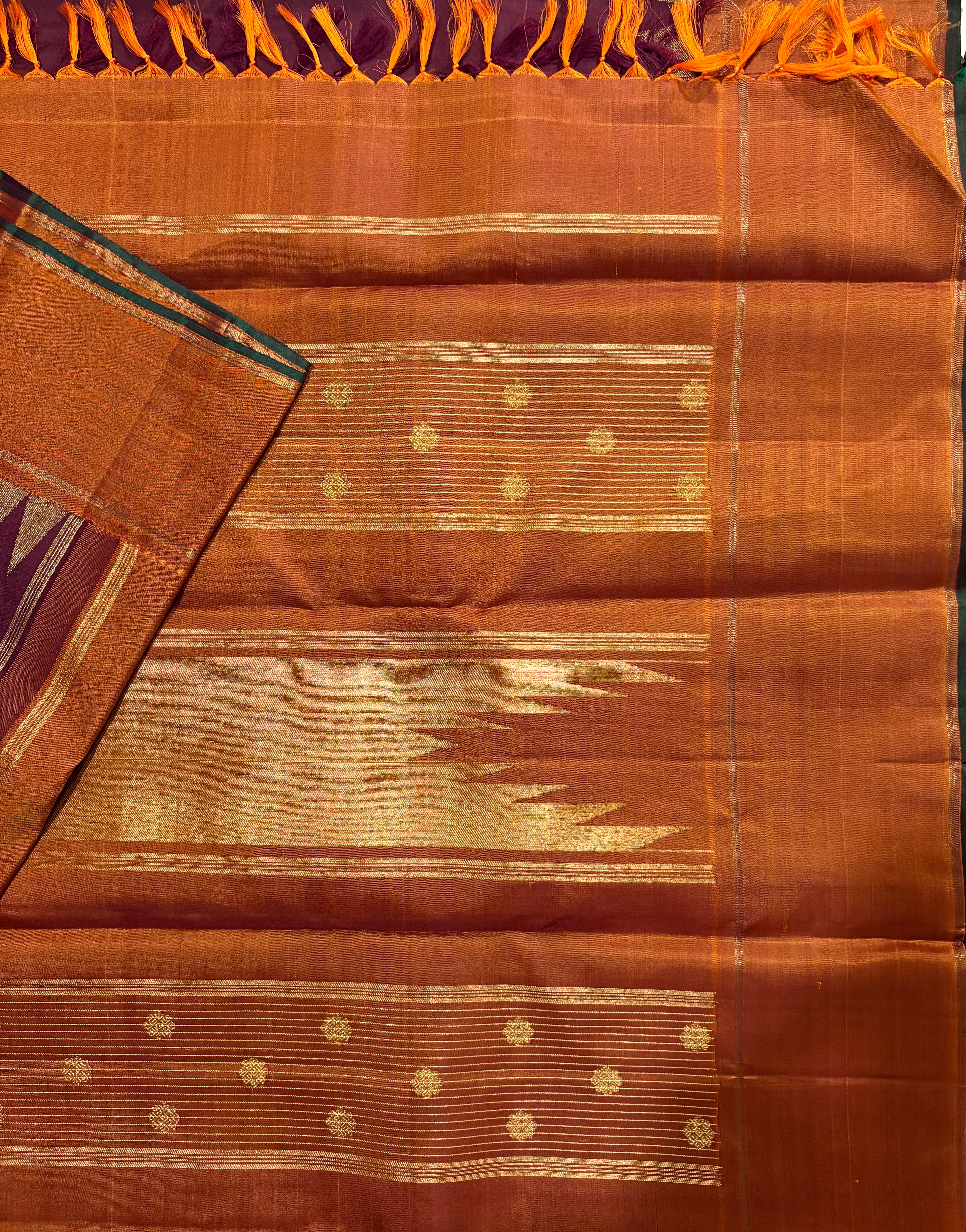 Paaku Kanjivaram Silk Saree  with Rust Border RK0554