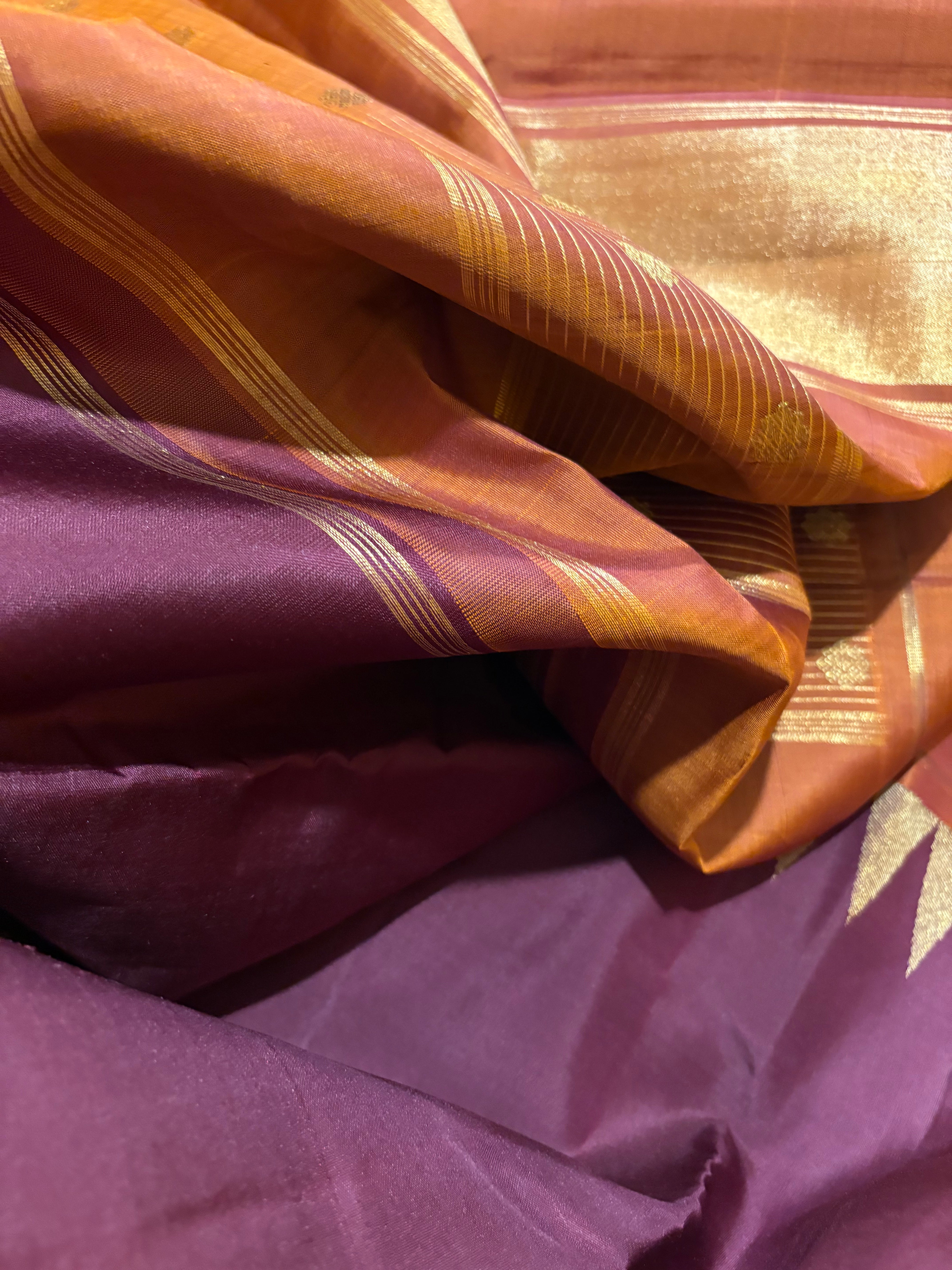 Paaku Kanjivaram Silk Saree  with Rust Border RK0554
