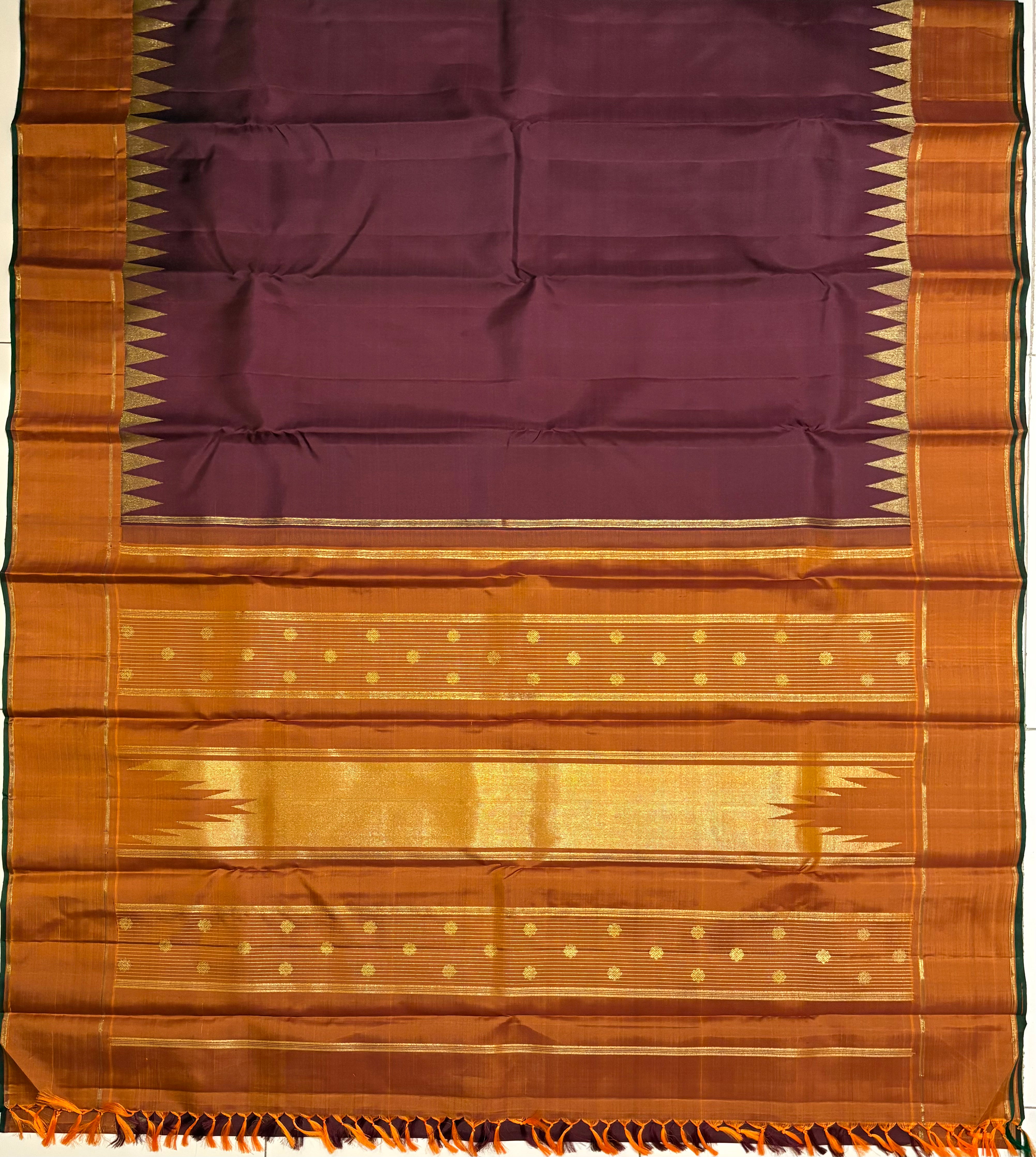 Paaku Kanjivaram Silk Saree  with Rust Border RK0554