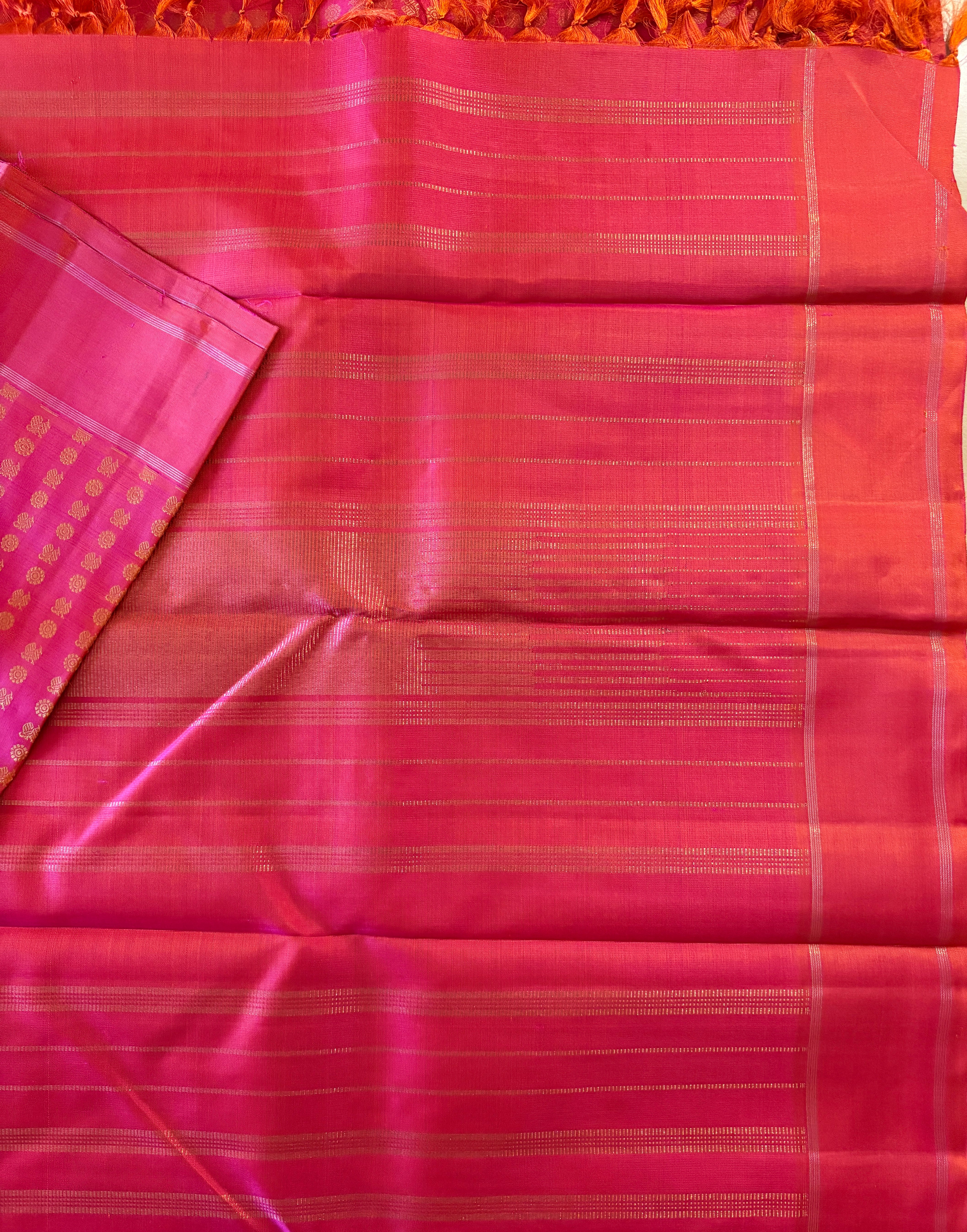 Pinkish Orange monotone Kanjivaram Silk Saree - RK0221