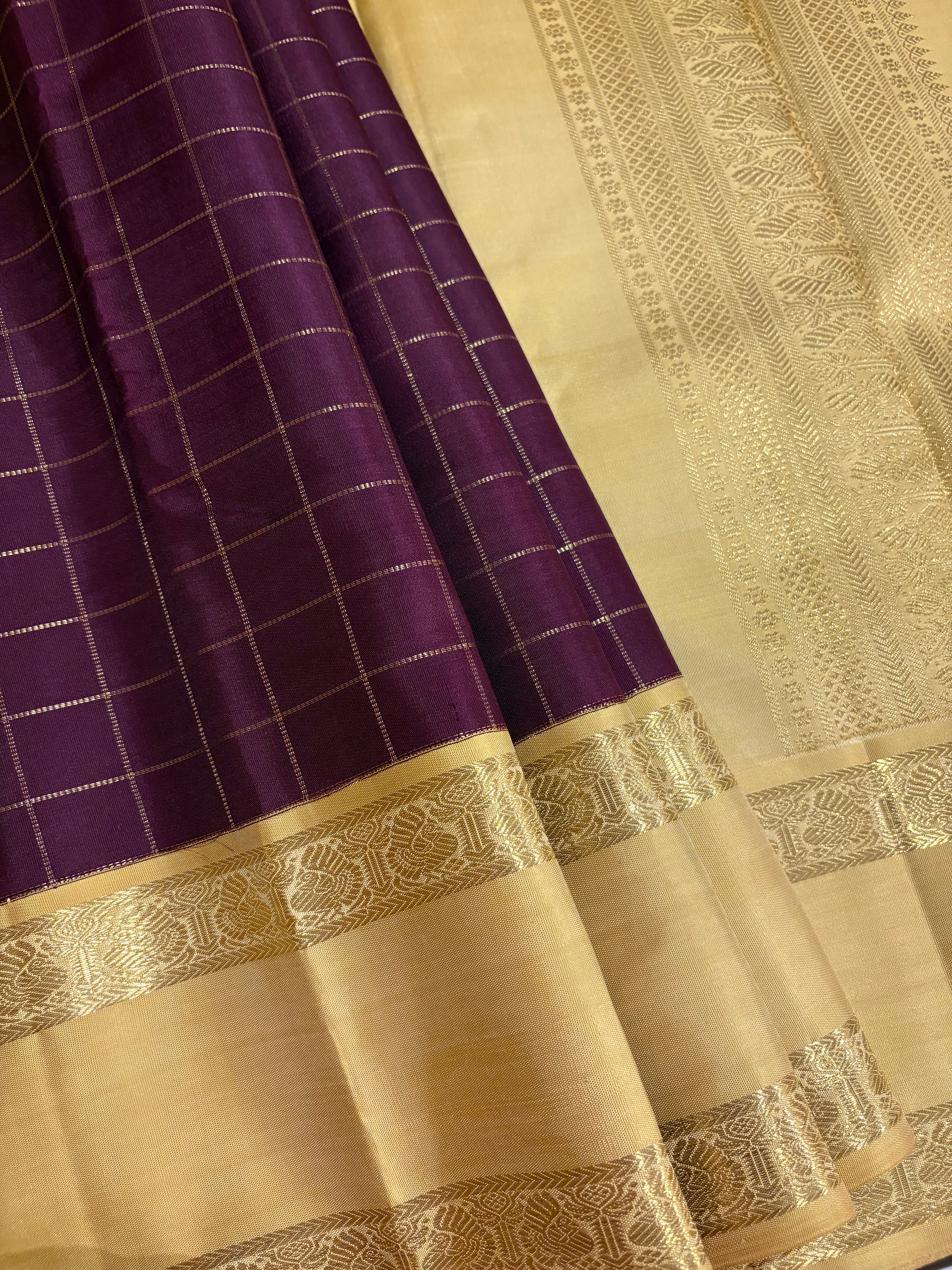 Paaku colour Korvai Kanjivaram Silk Saree with Chandanam Border RK0496