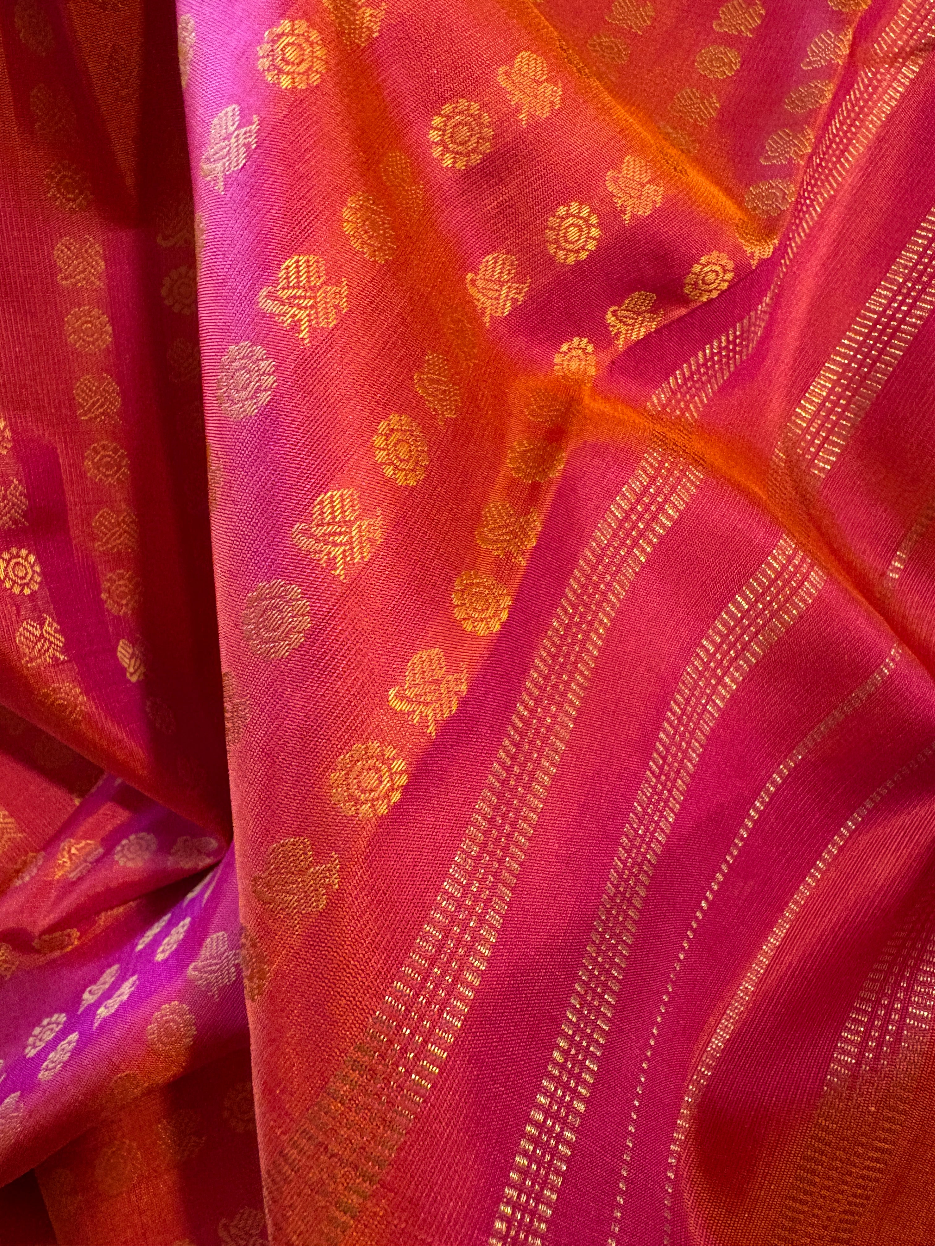 Pinkish Orange monotone Kanjivaram Silk Saree - RK0221