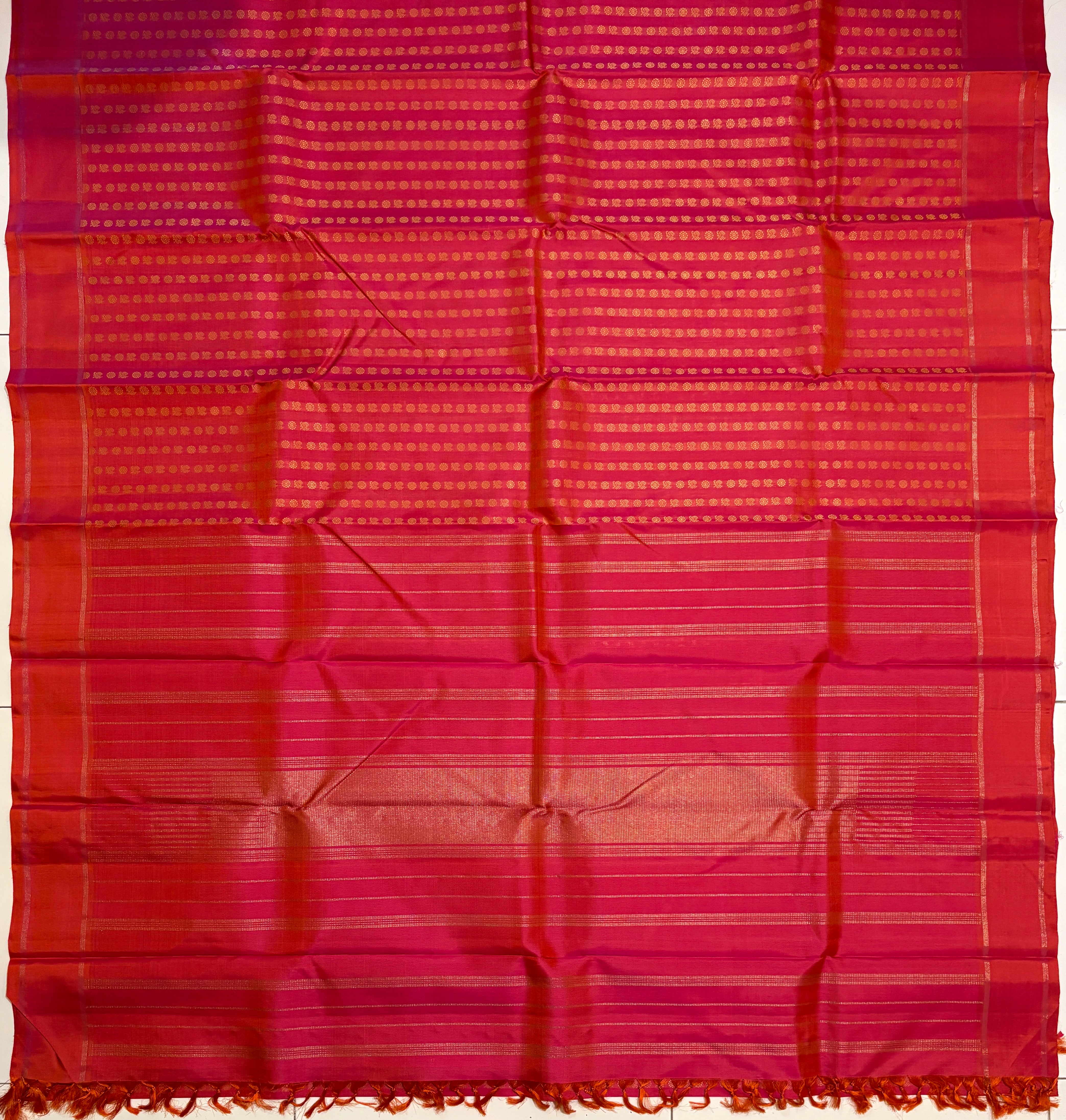 Pinkish Orange monotone Kanjivaram Silk Saree - RK0221