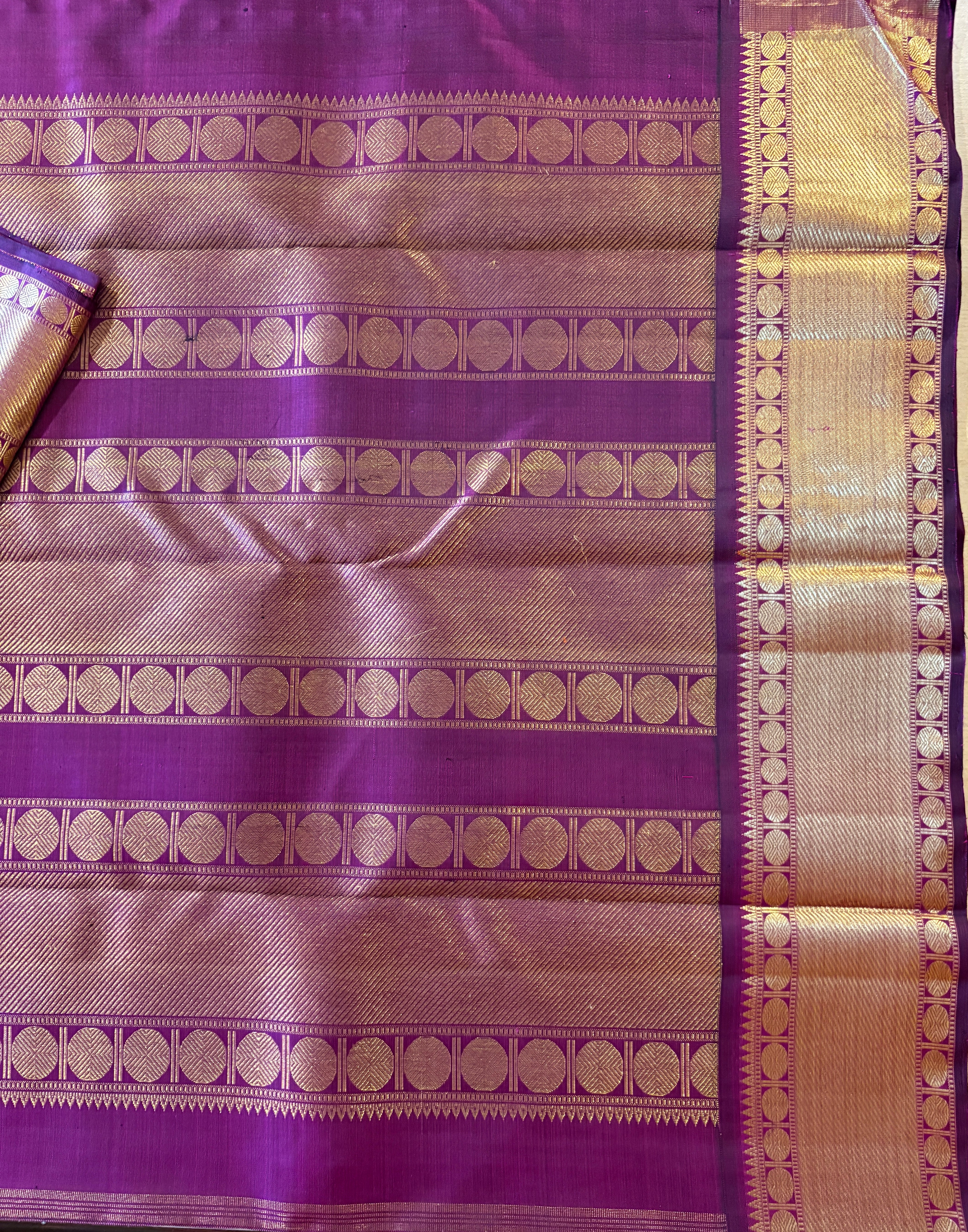 Dusty Elaichi Green Korvai Kanjivaram as Silk Saree with Wine border - RK0259